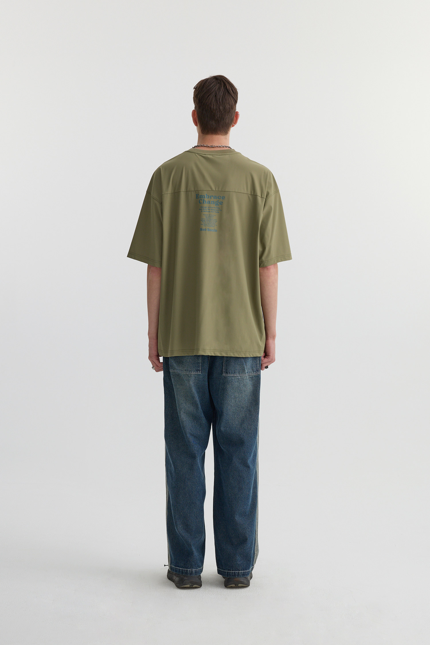 Life8 側邊壓條 牛仔長褲(寬版)