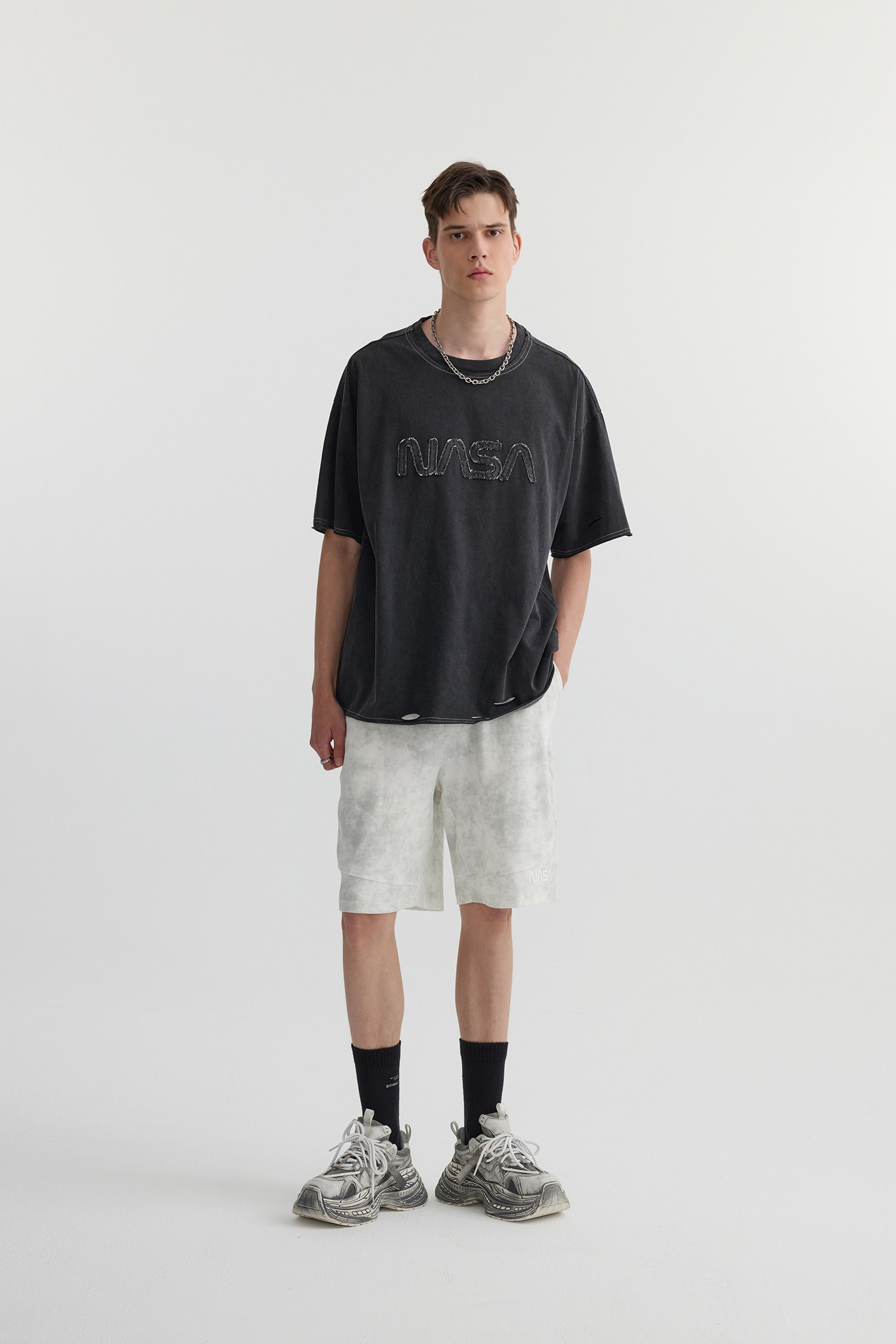 太空系列 月球表面抽繩短褲