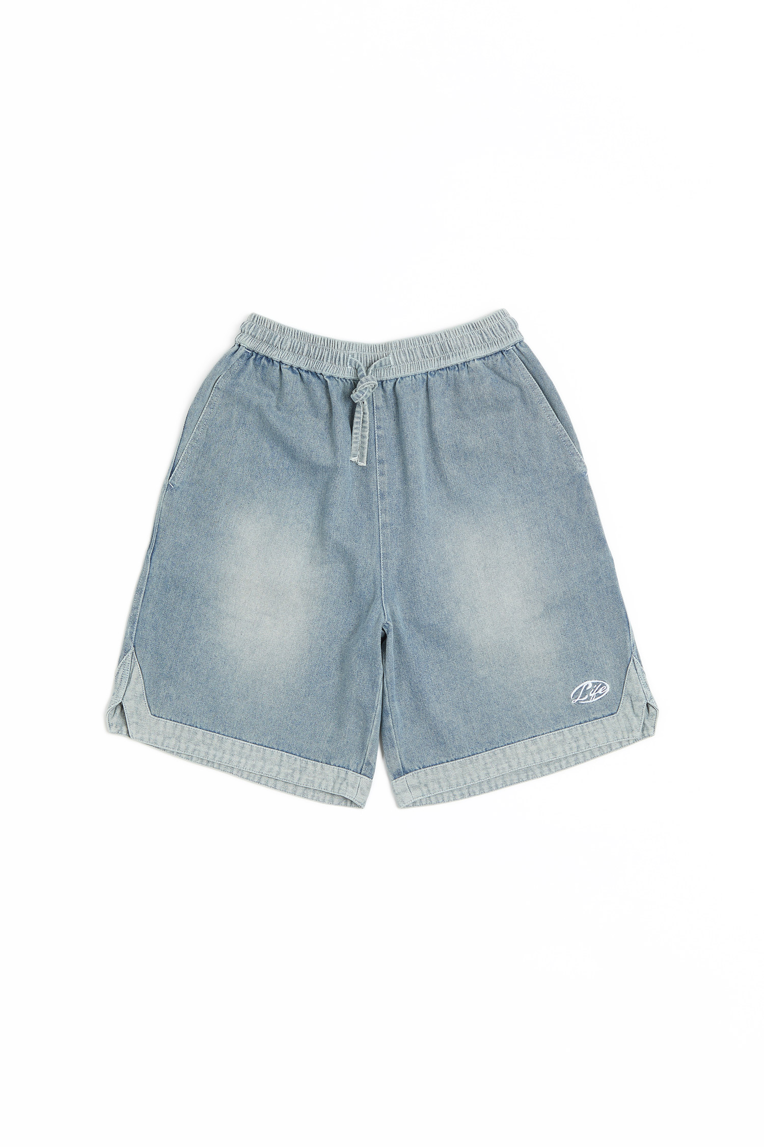 Life8 側邊開衩 牛仔短褲