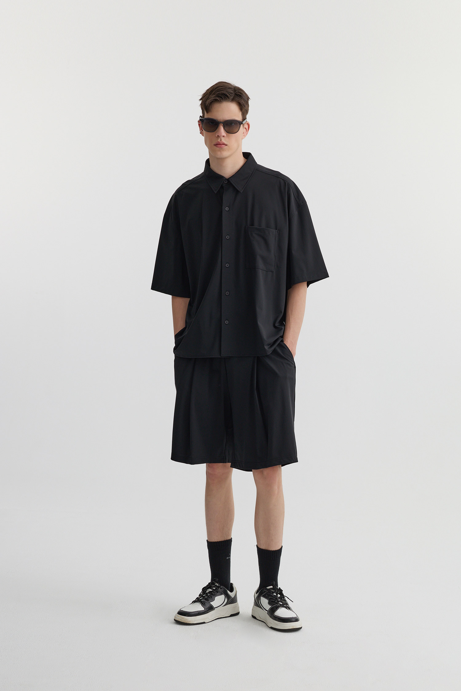 Life8 基礎打褶 冰感短褲