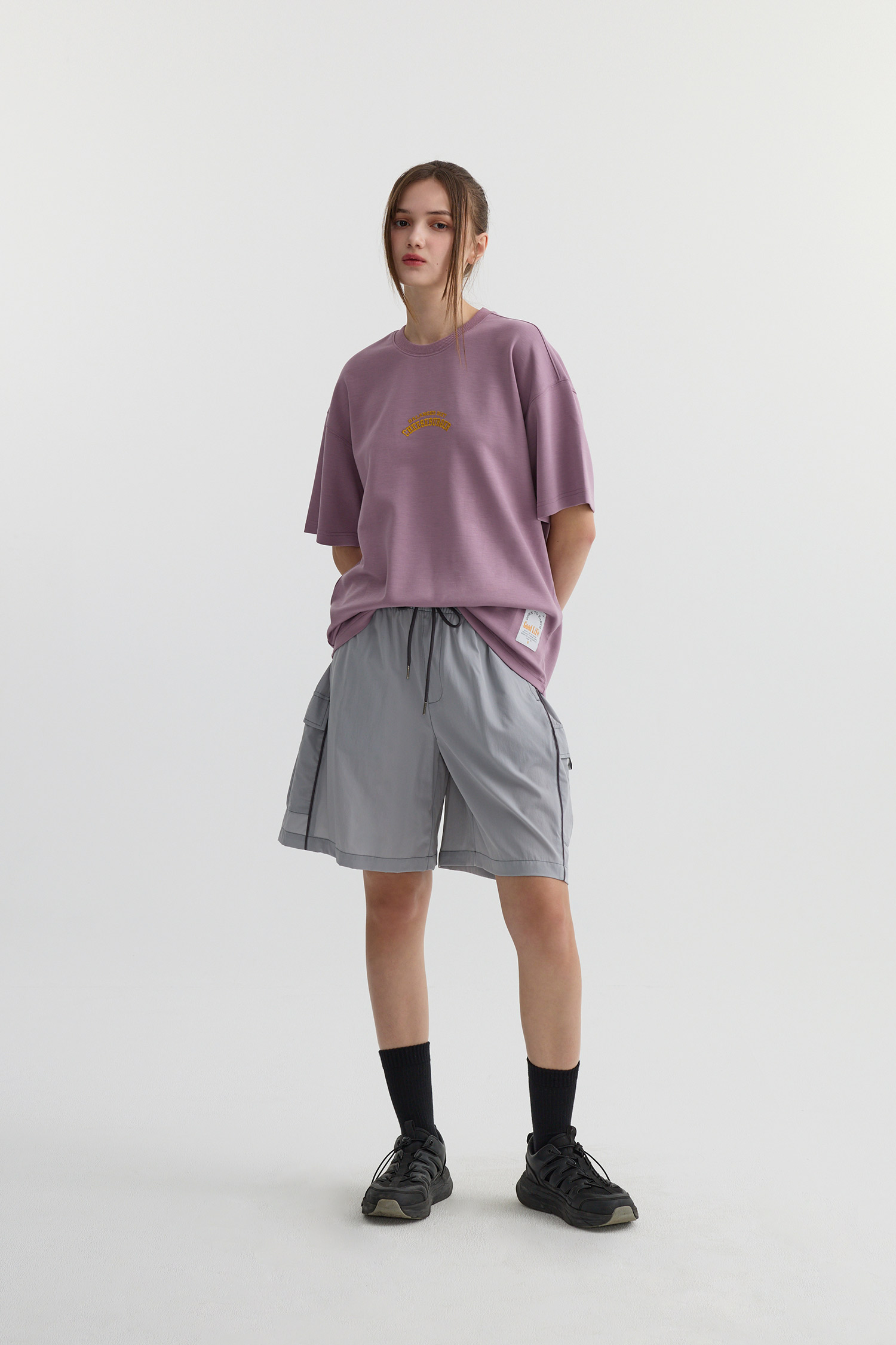 Life8 跳色出芽 側打褶短褲