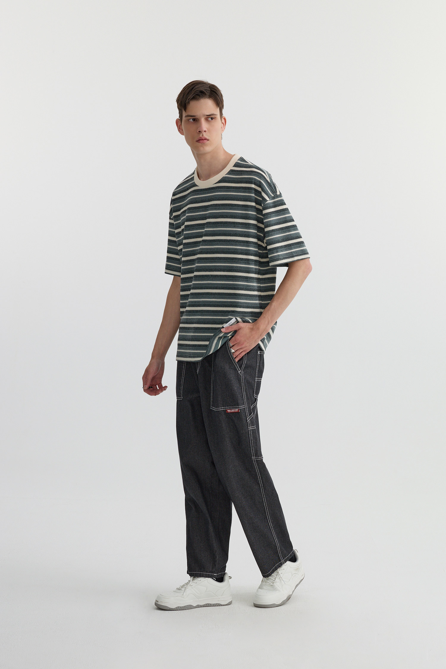 Life8 水洗牛仔 畫家錐形長褲