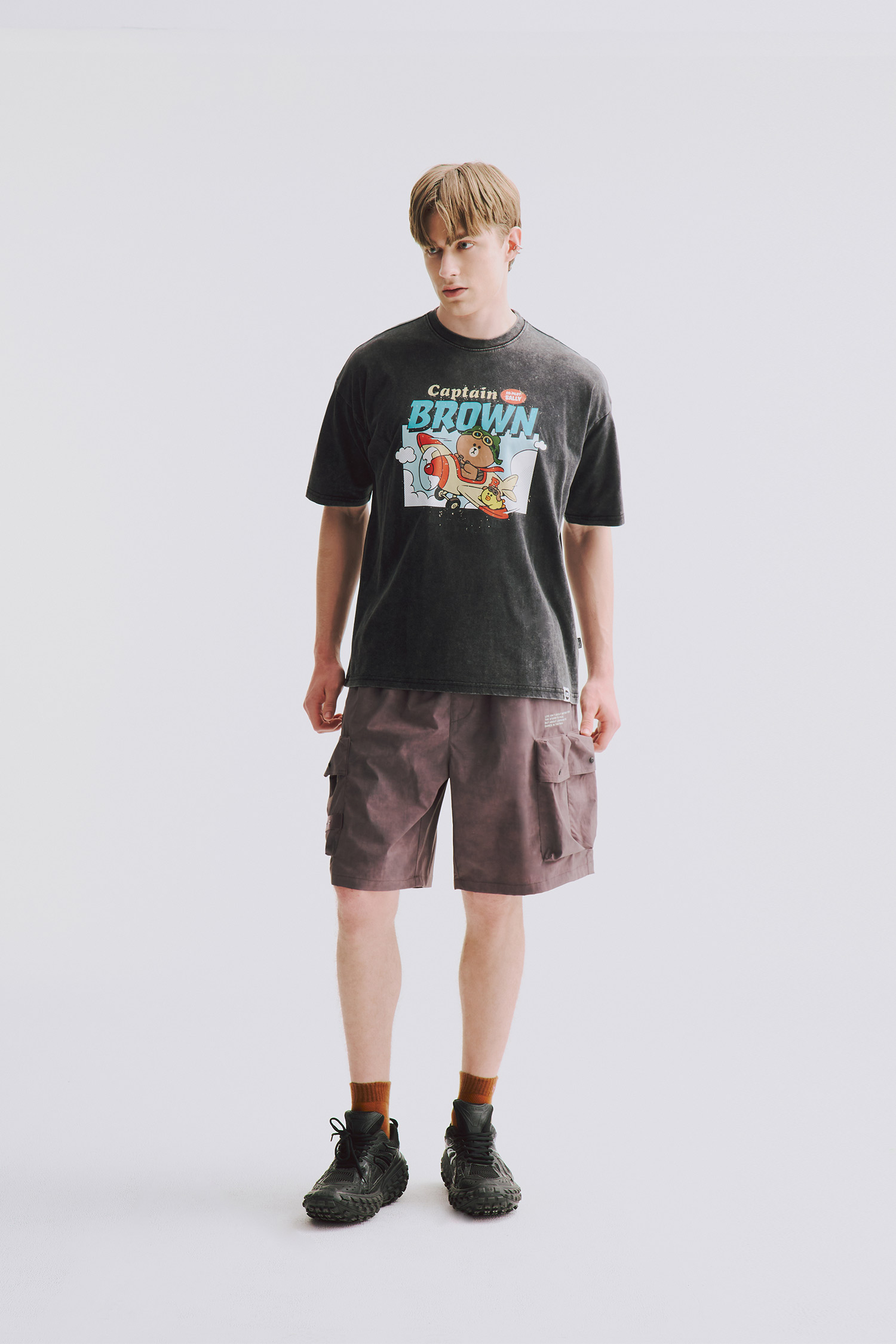 雙立體袋 扎染織紋 短褲