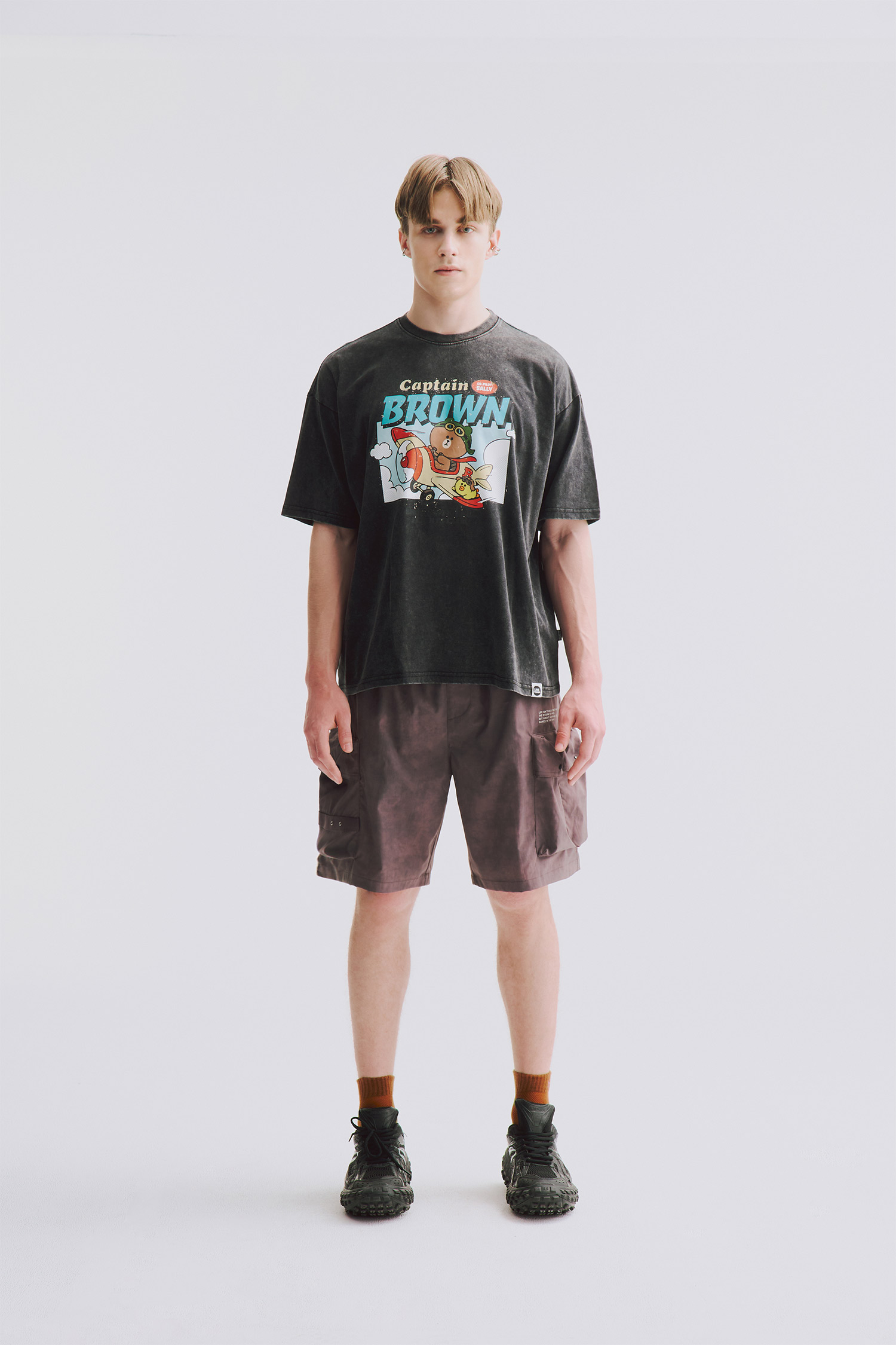 雙立體袋 扎染織紋 短褲