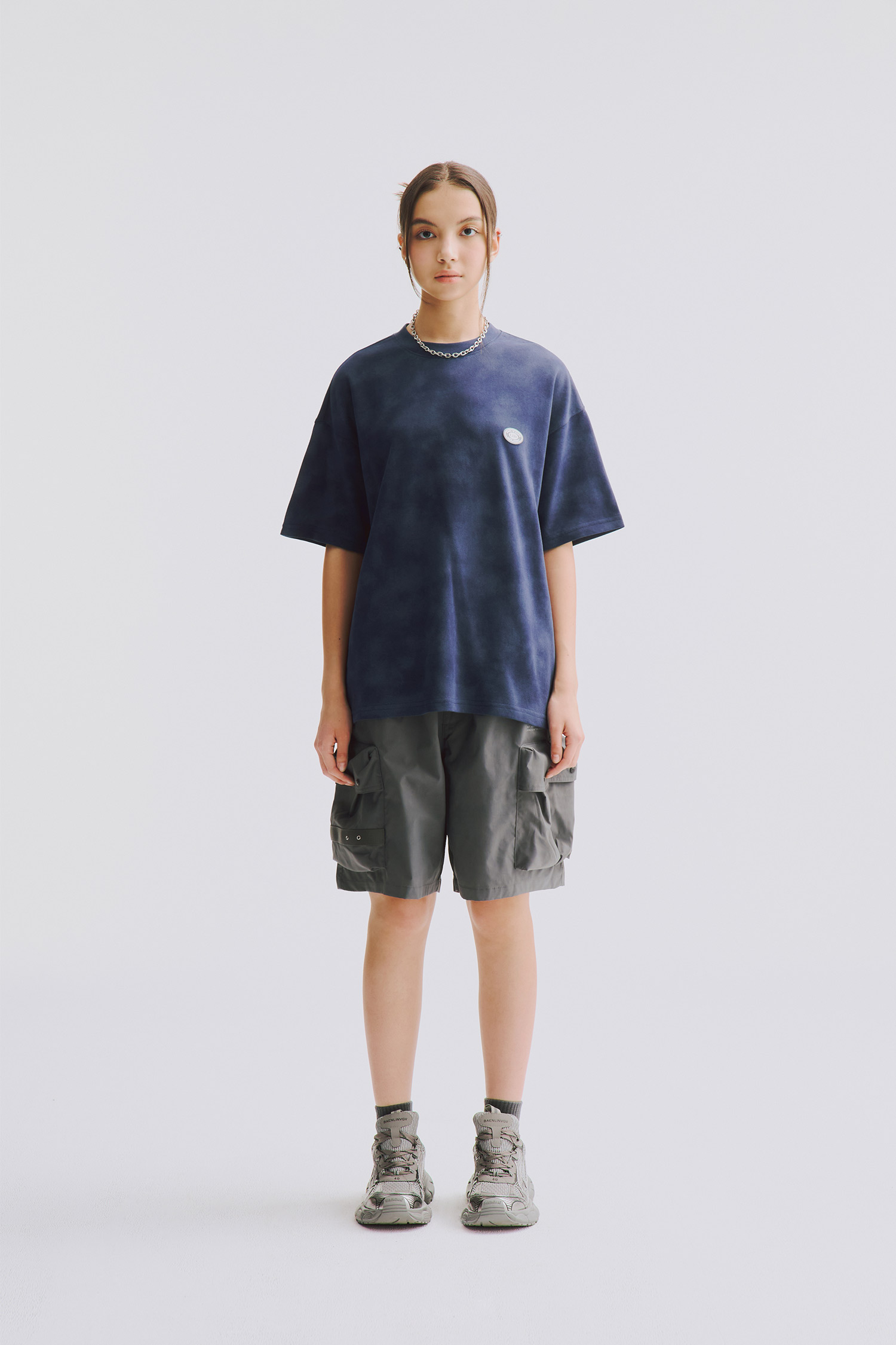 雙立體袋 扎染織紋 短褲