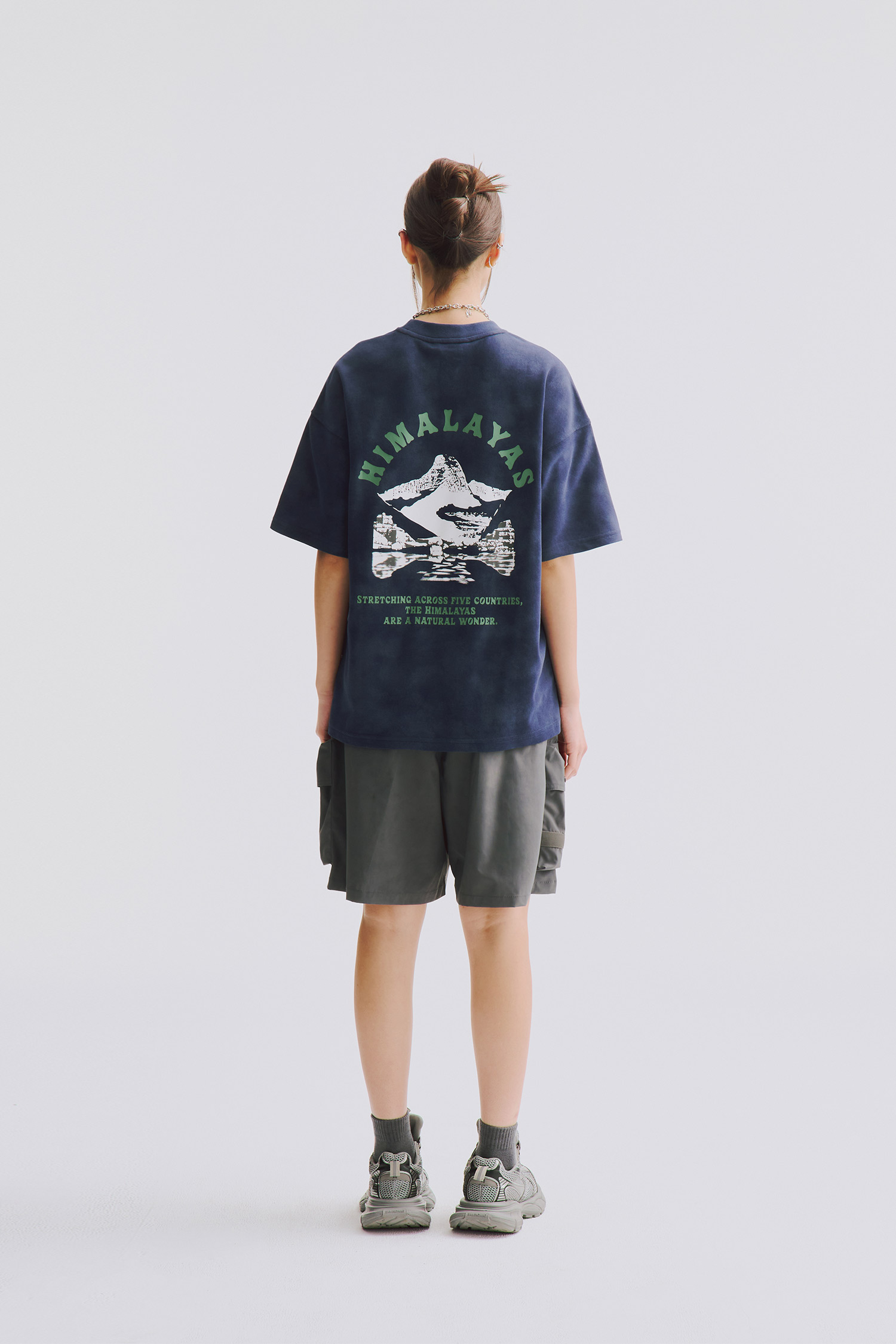 雙立體袋 扎染織紋 短褲