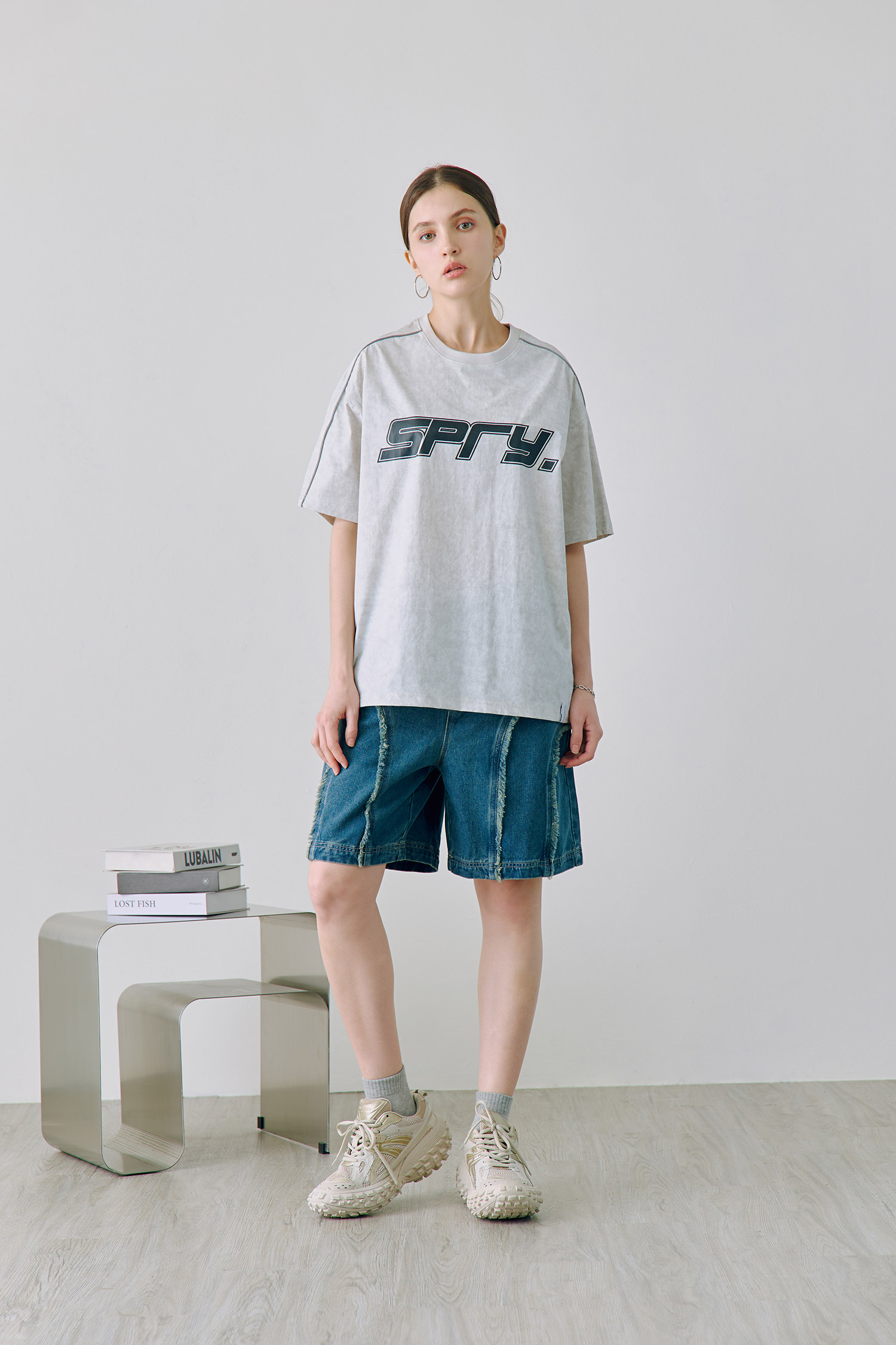 韓系 牛仔抓鬚 短褲