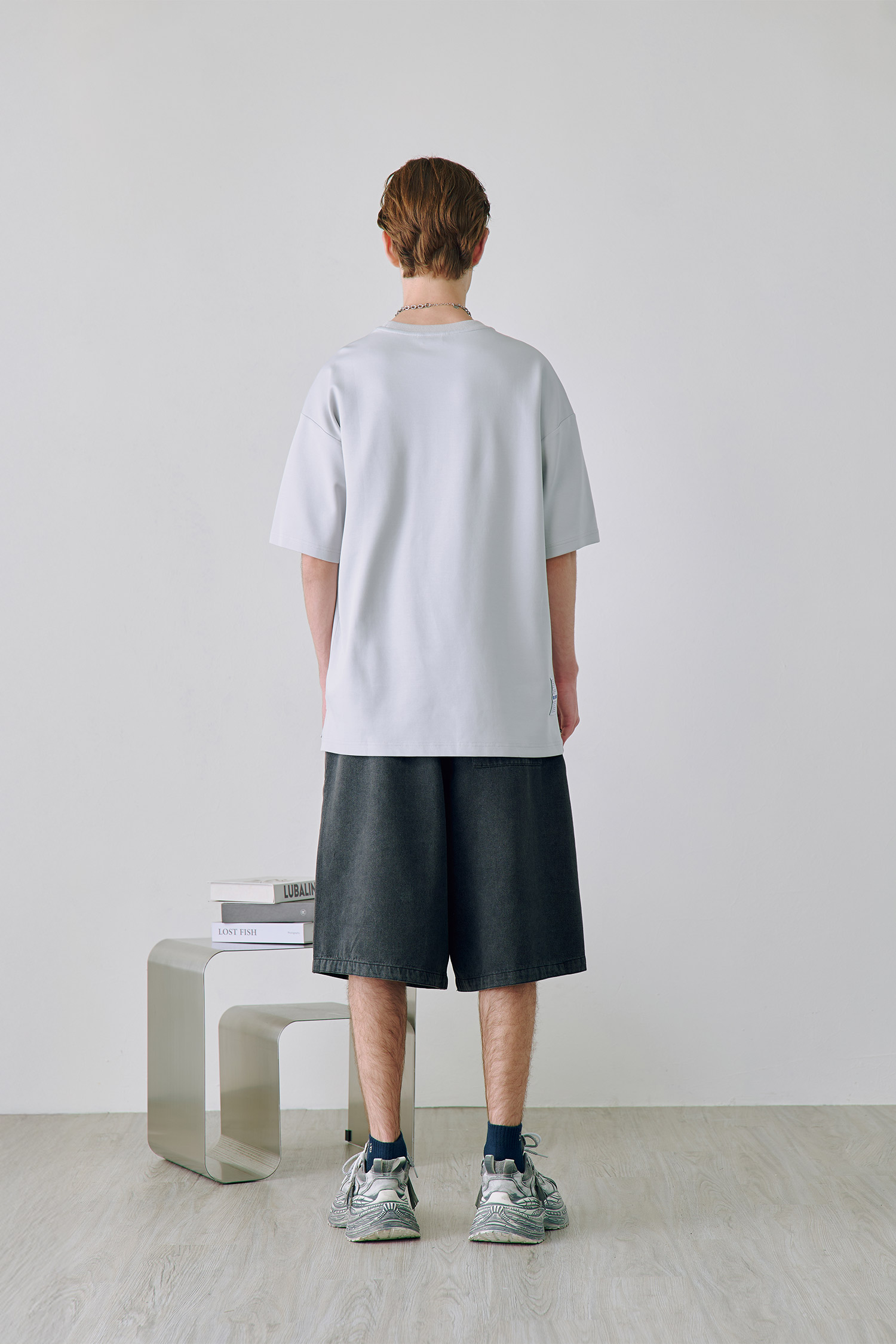 寬長版工作口袋 牛仔 短褲