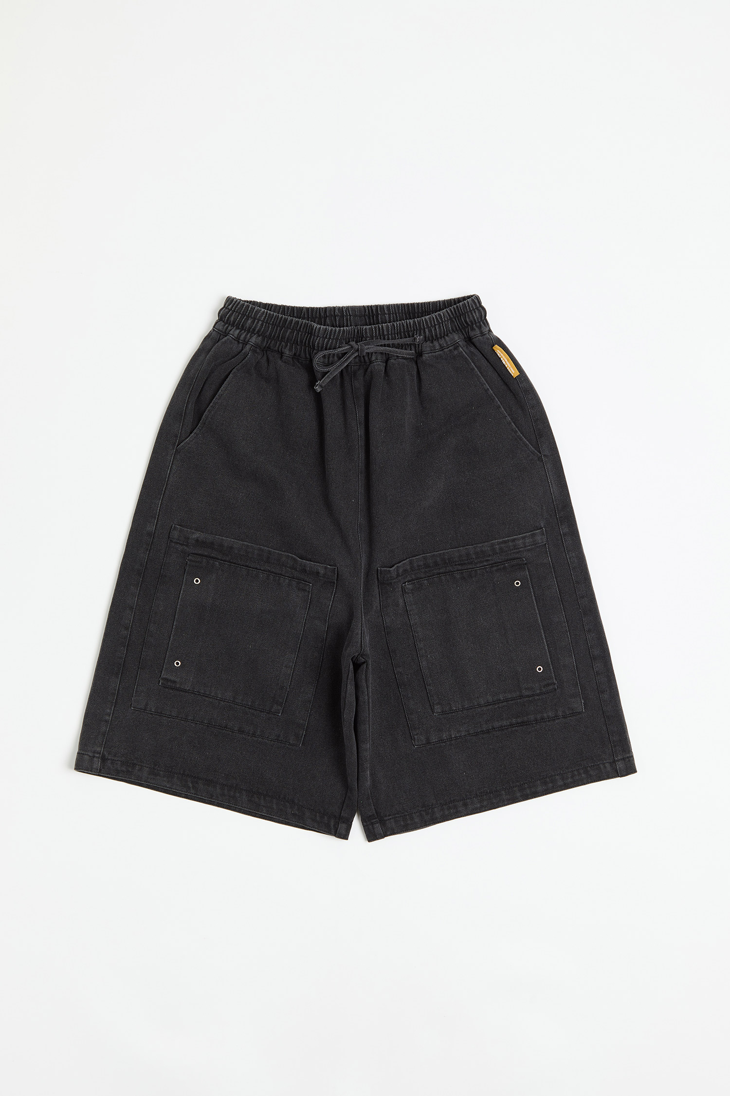 寬長版工作口袋 牛仔 短褲