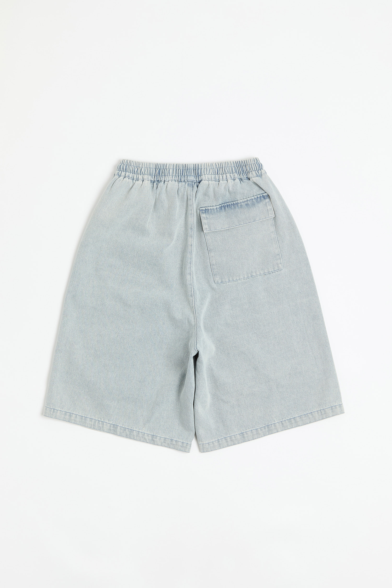 寬長版工作口袋 牛仔 短褲