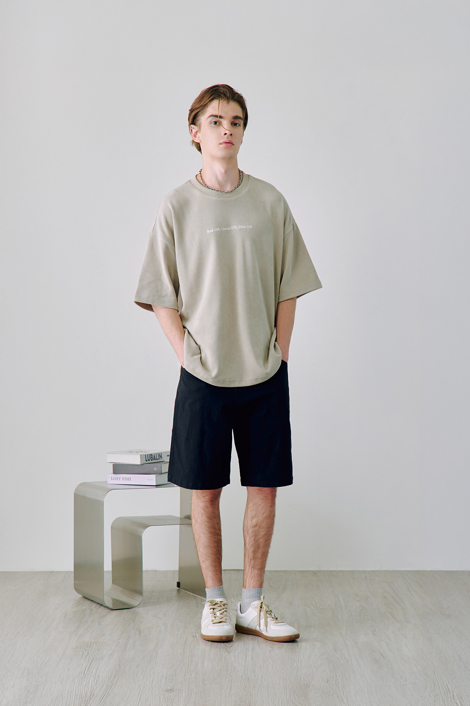 不對稱設計棉質短褲