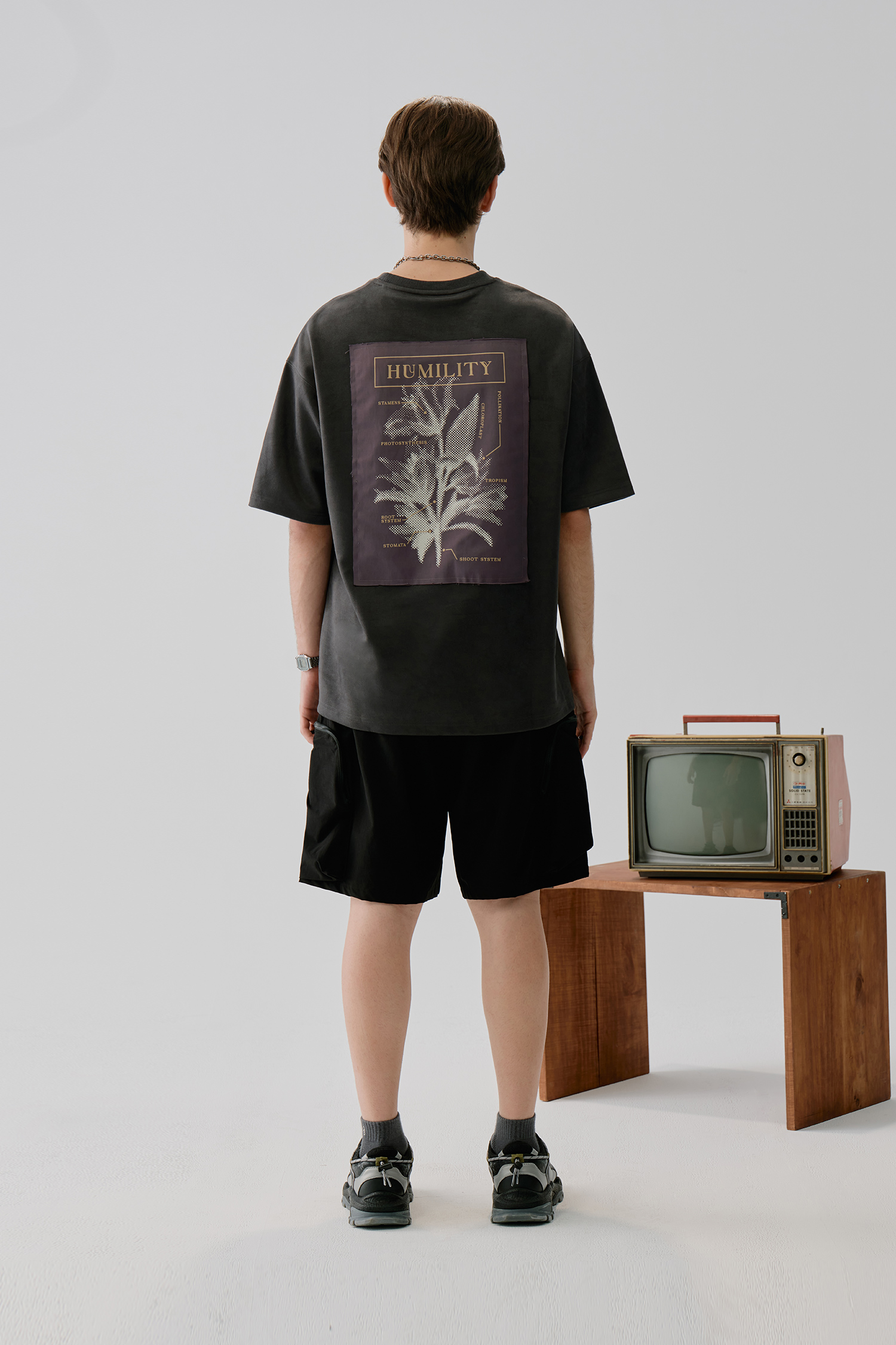 立體雙袋 拚色造型短褲