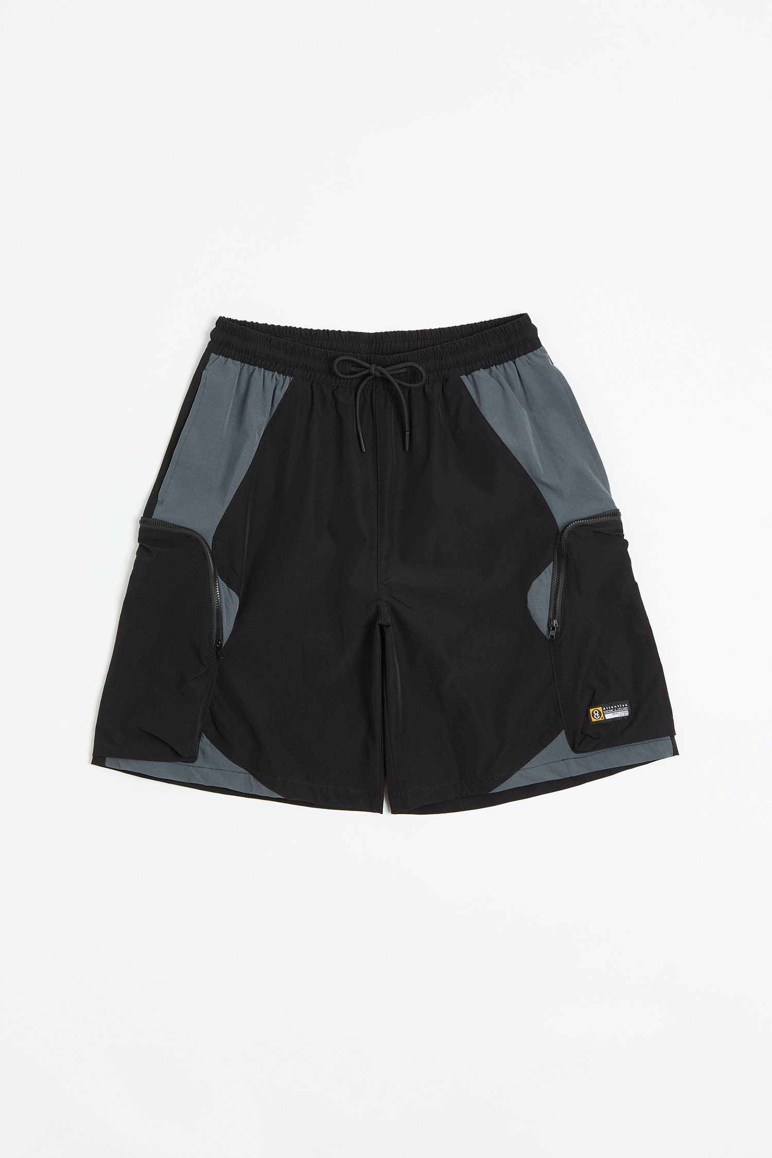 立體雙袋 拚色造型短褲