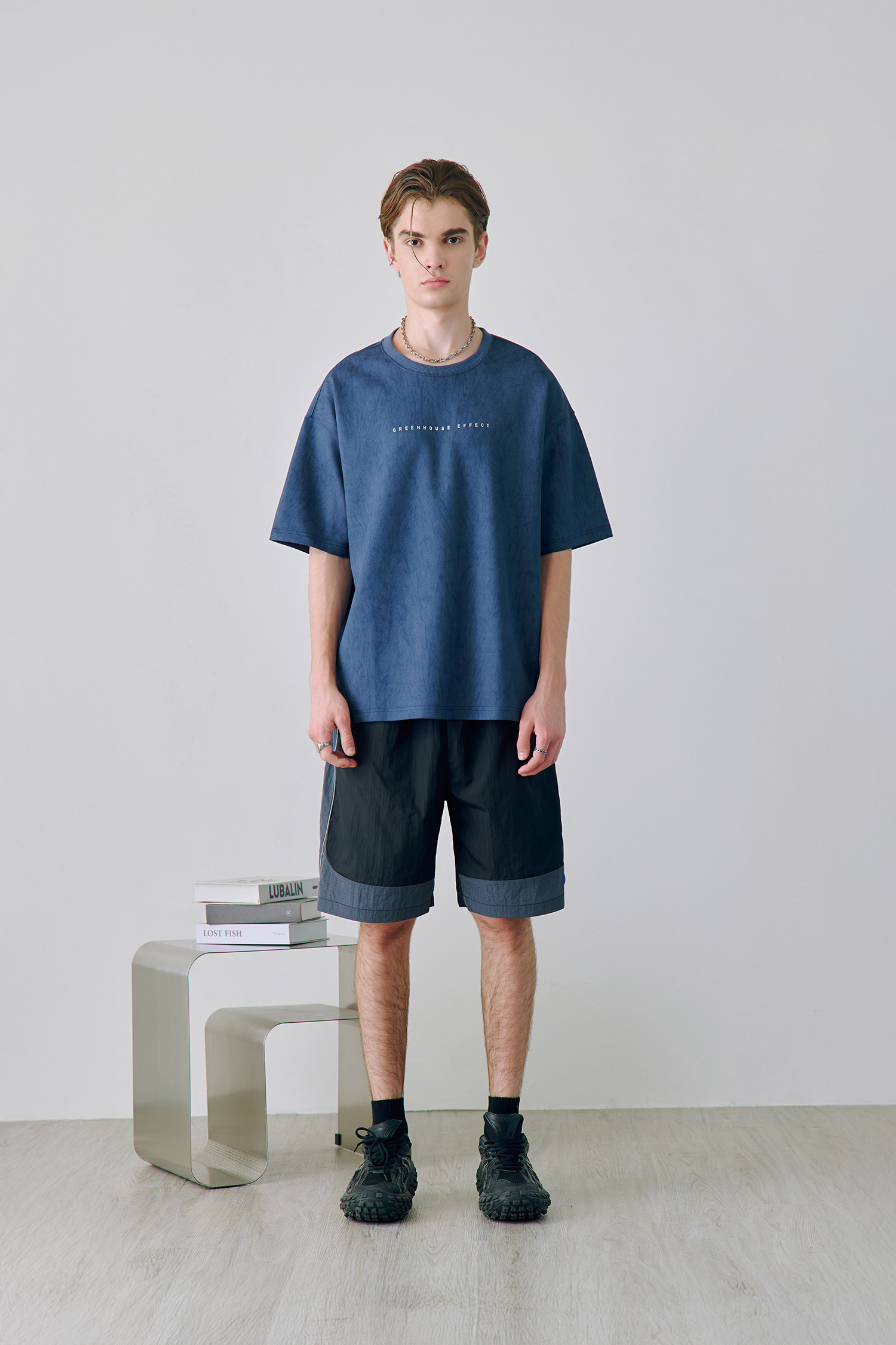 超寬版 拼色尼龍 短褲(寬版)