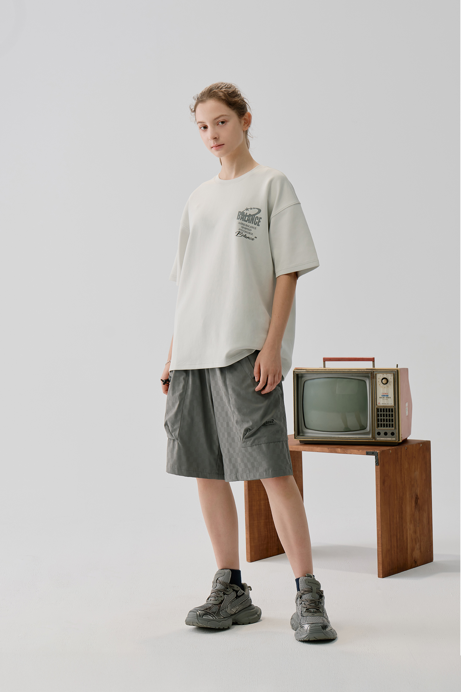 棋盤格立體口袋 機能短褲(寬版)