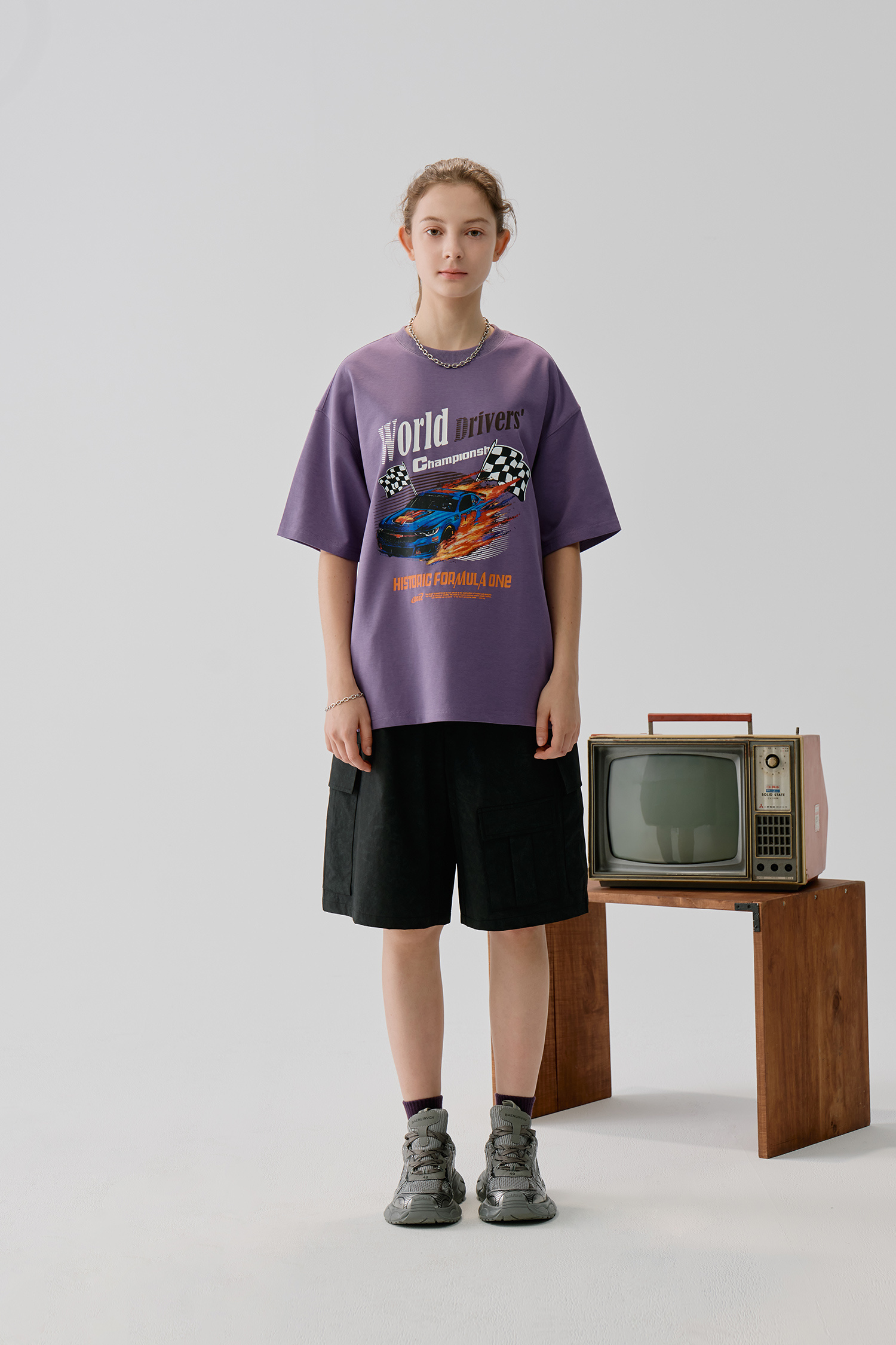 渲染機能剪接 工裝短褲(寬版)