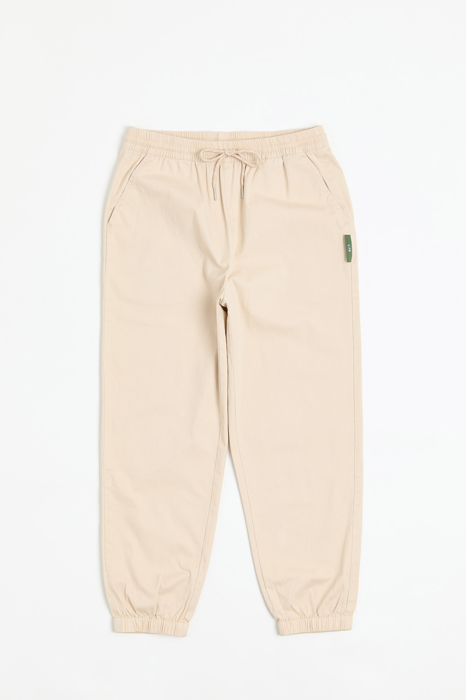 撞色夾標 棉質縮口長褲