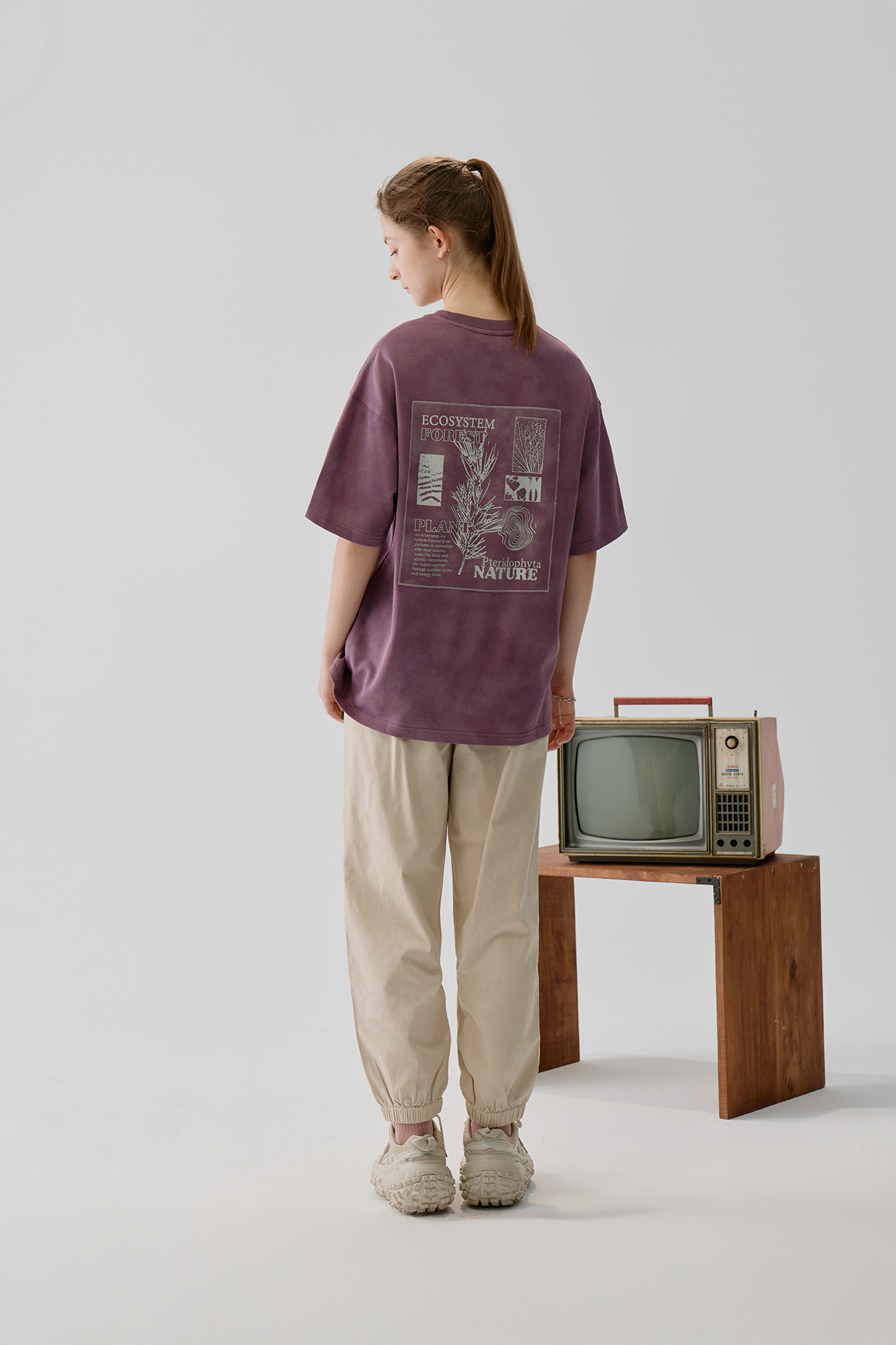 撞色夾標 棉質縮口長褲