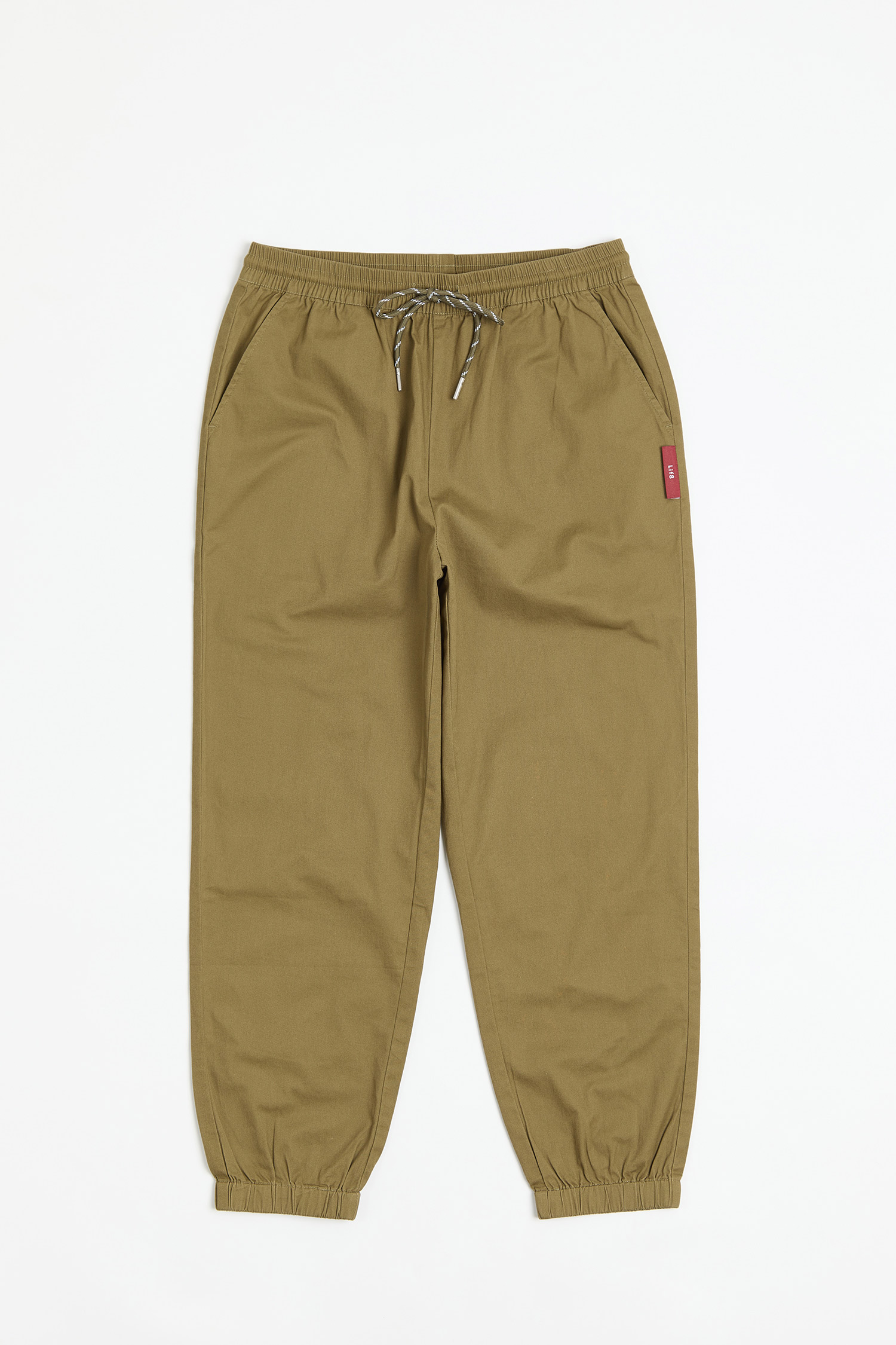 撞色夾標 棉質縮口長褲