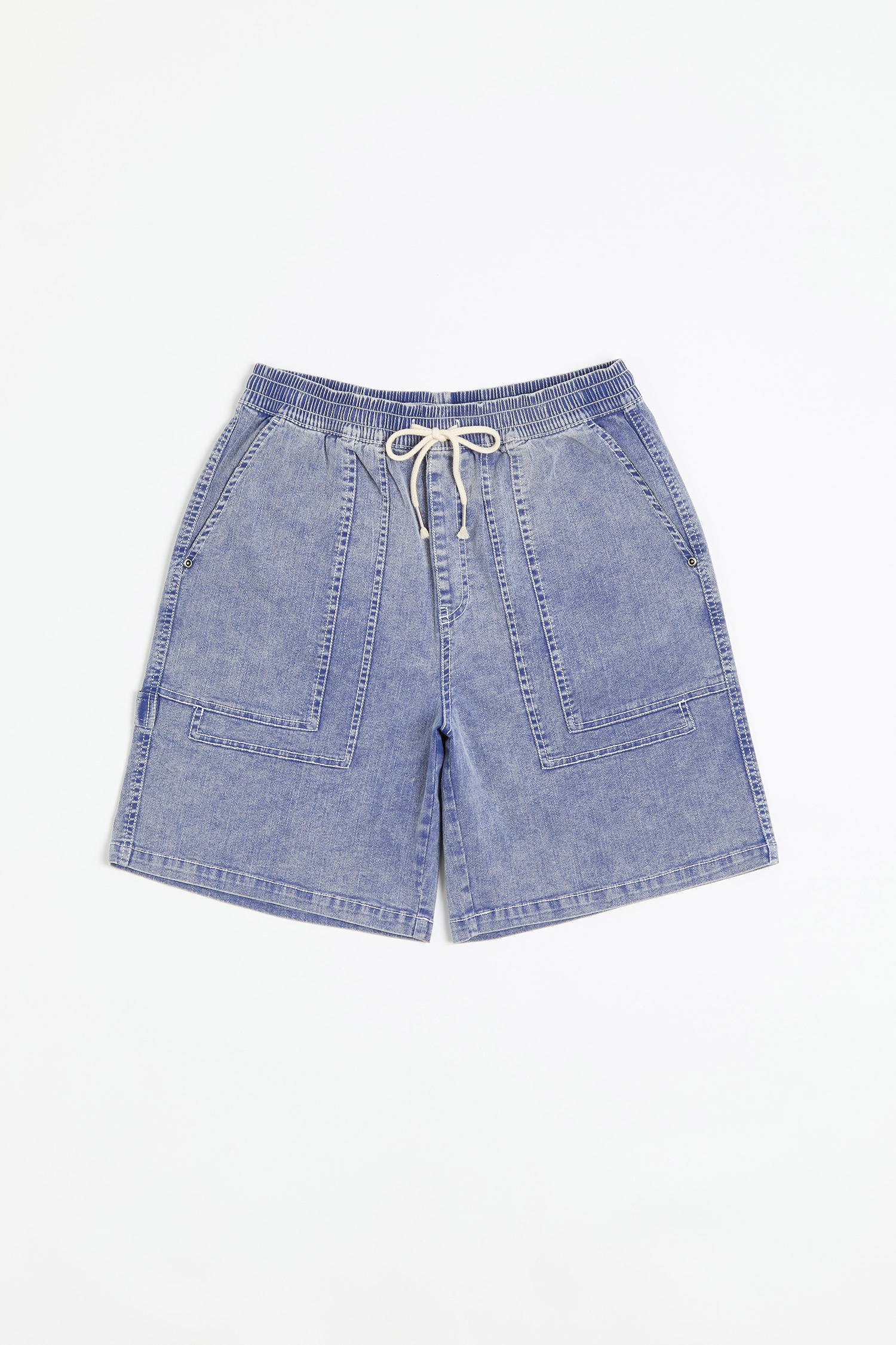 明線配色 洗水牛仔短褲