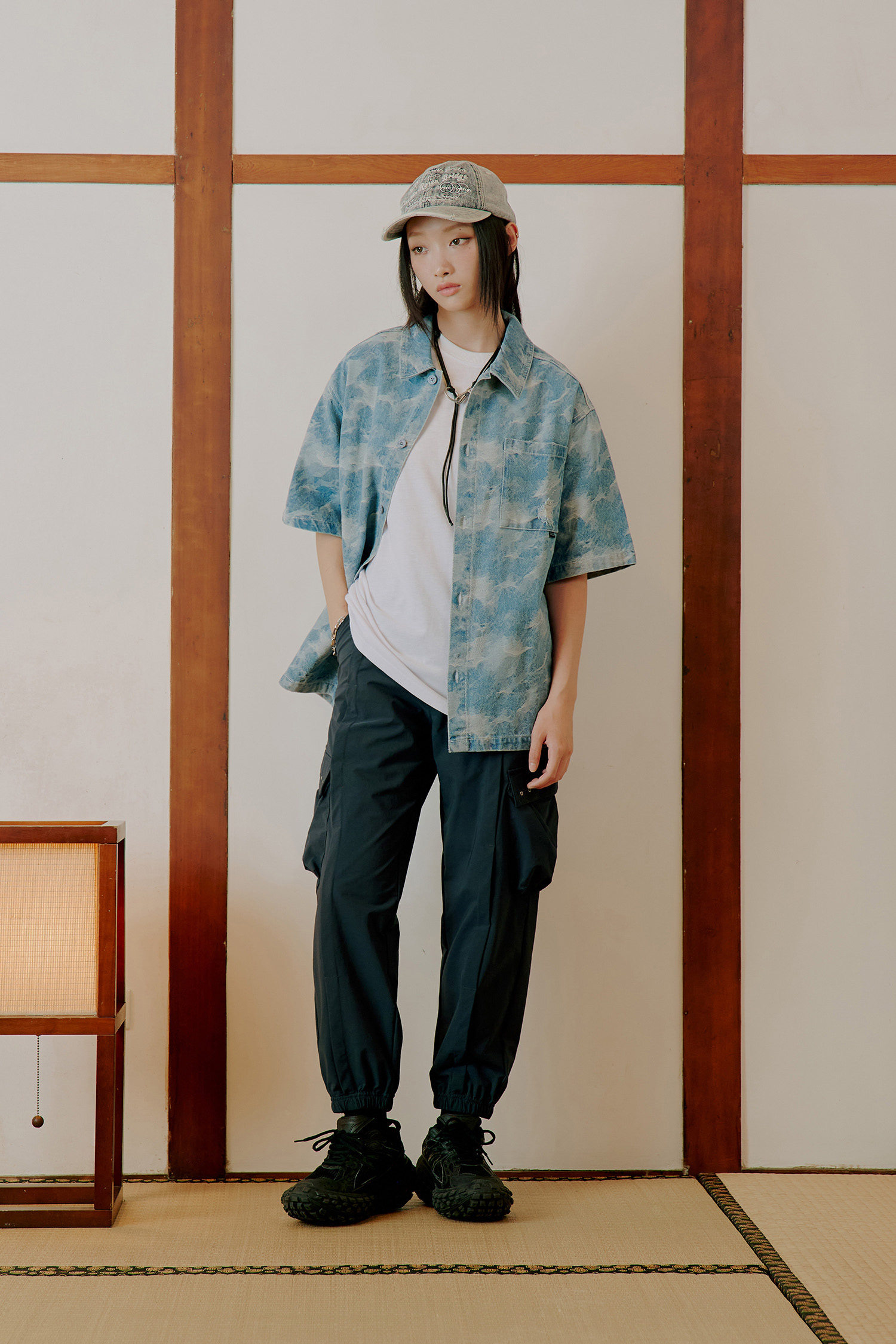 打摺立體口袋 縮口長褲