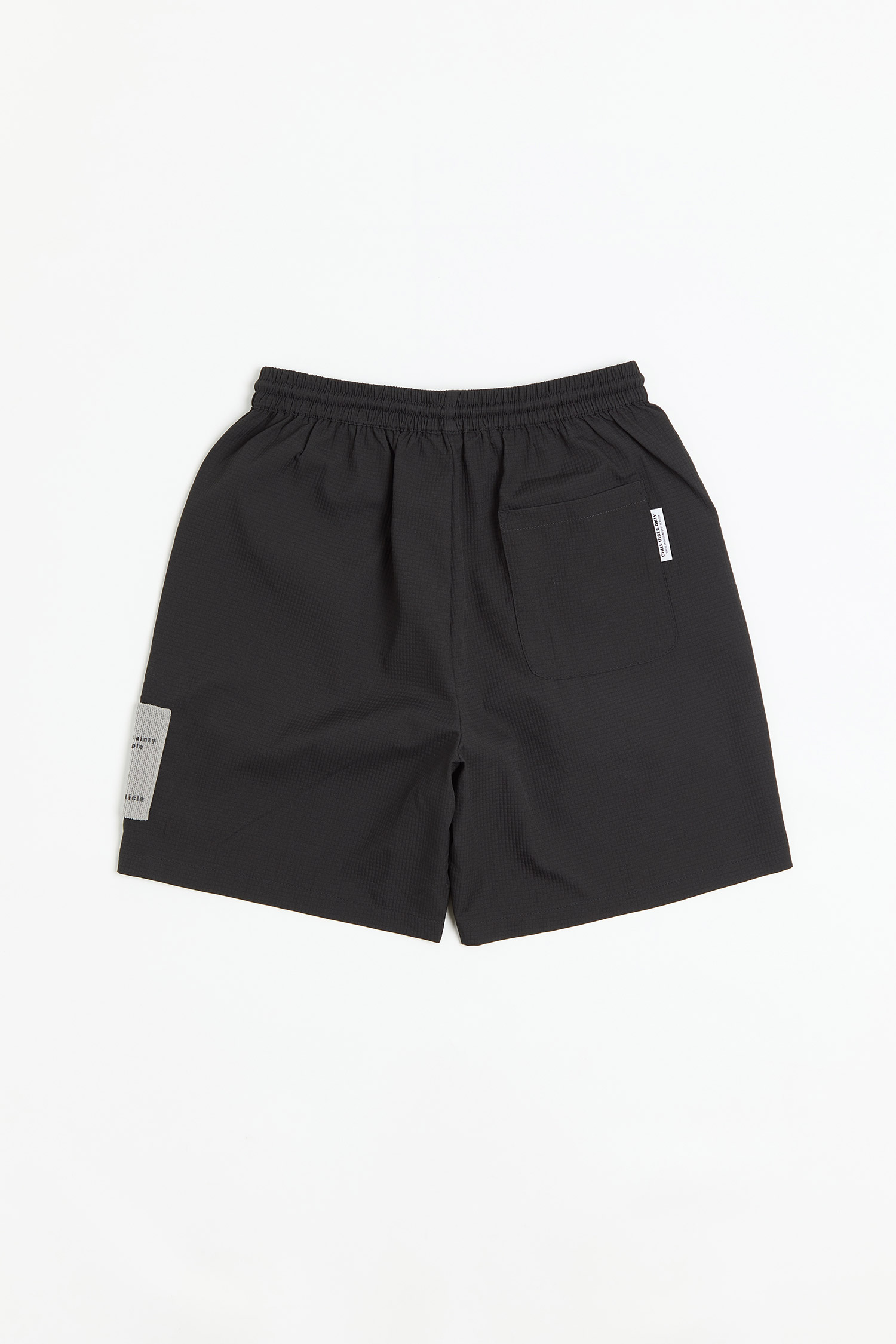 貼布圖案 壓格織紋 短褲(寬版)