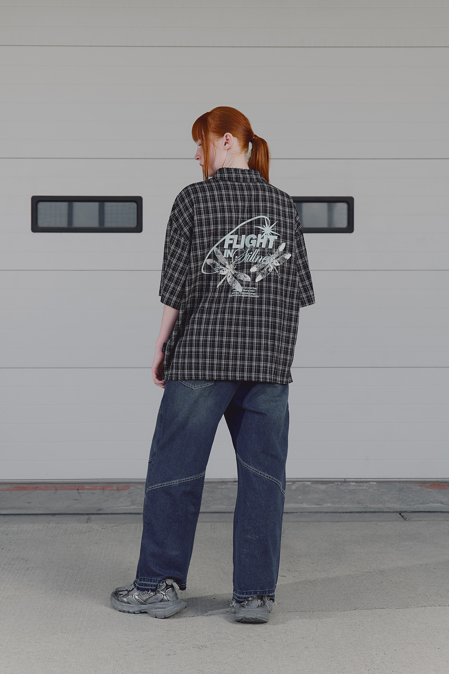 刷色牛仔 不收邊剪裁長褲