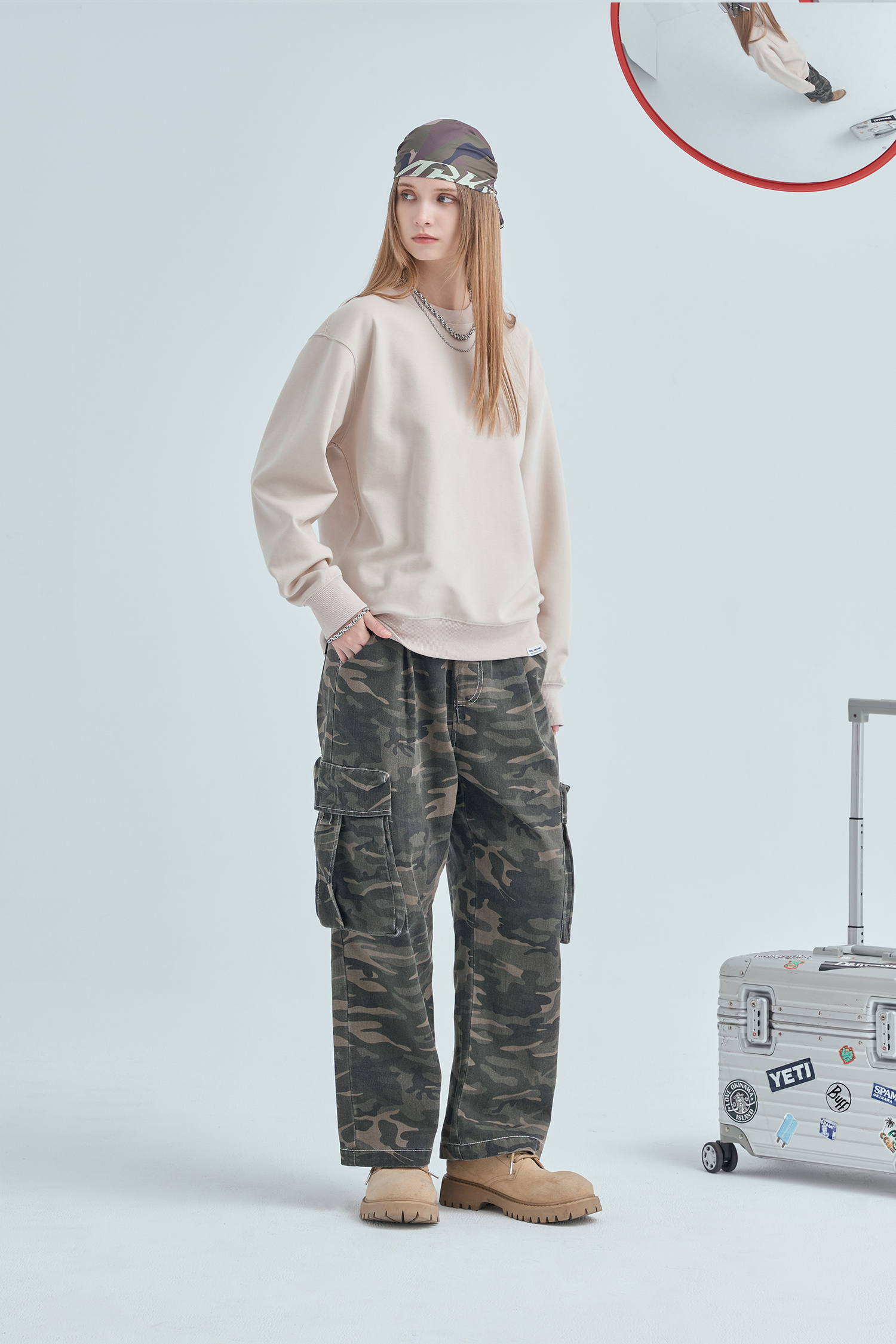 復古水洗 迷彩工裝長褲