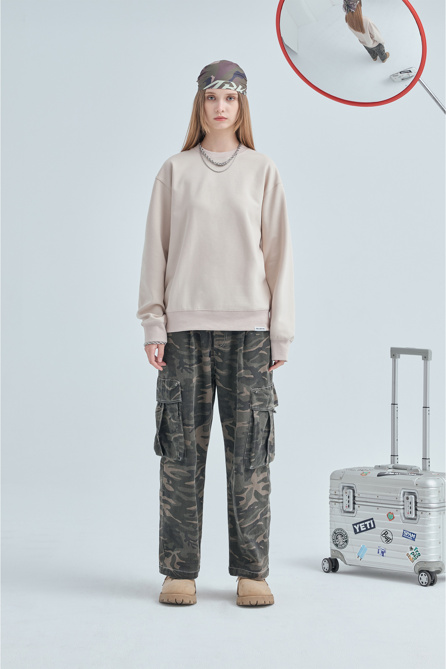 復古水洗 迷彩工裝長褲