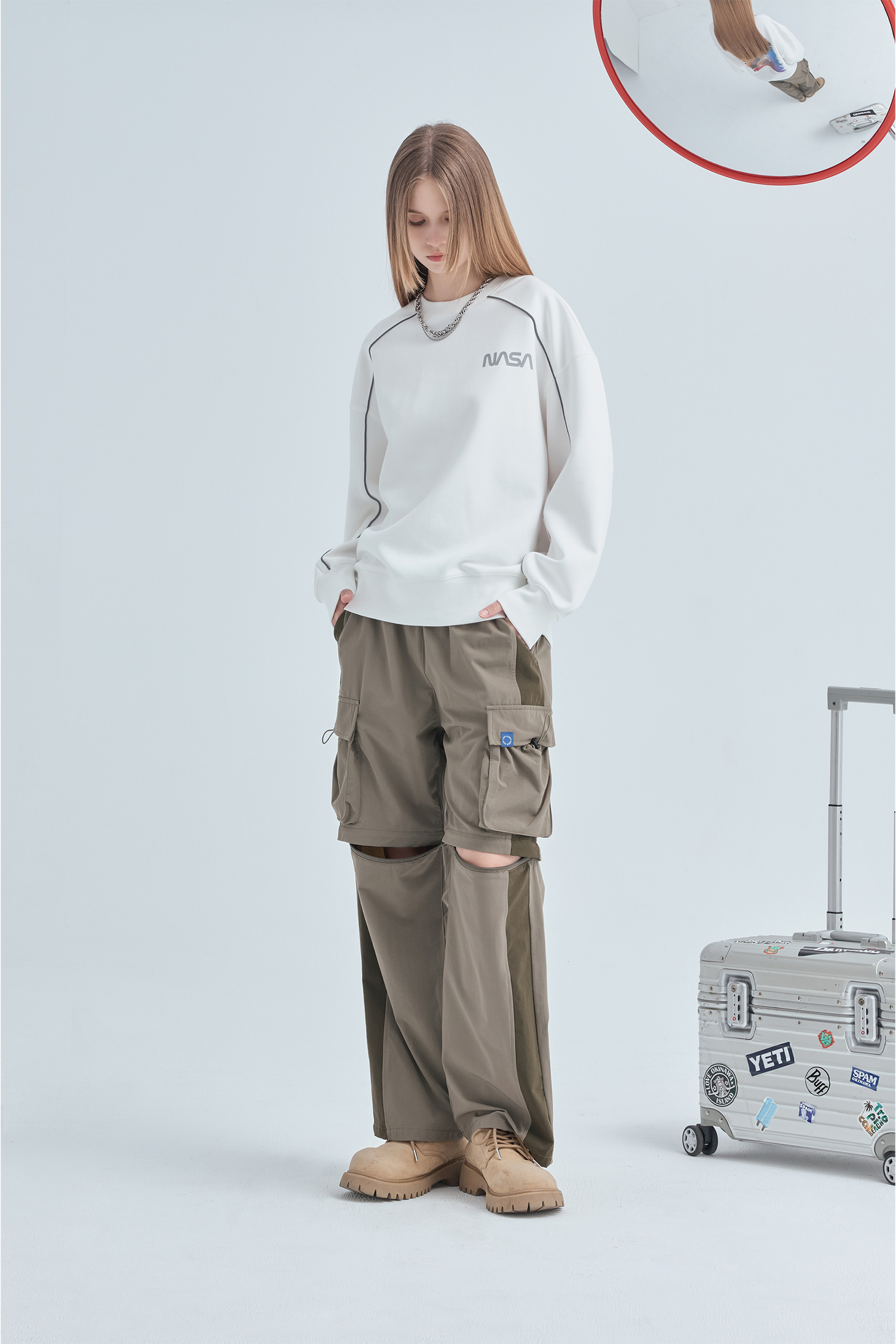 低調配色 兩穿長褲(可拆式)