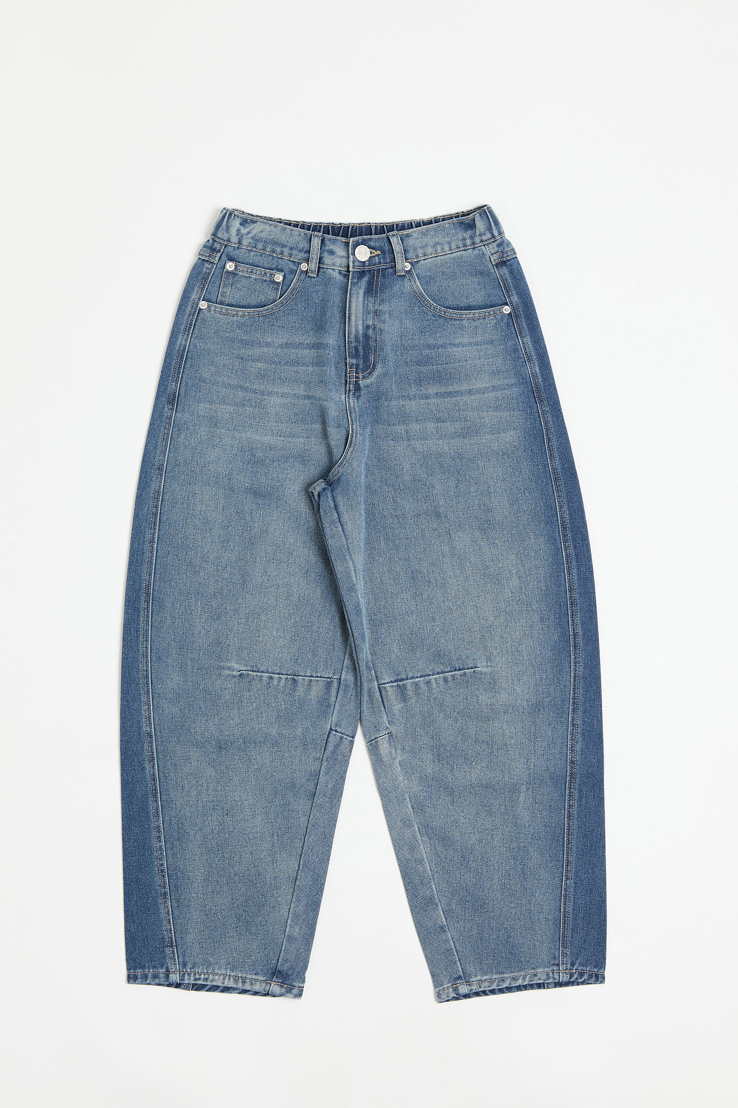 雙色設計 拼接牛仔長褲