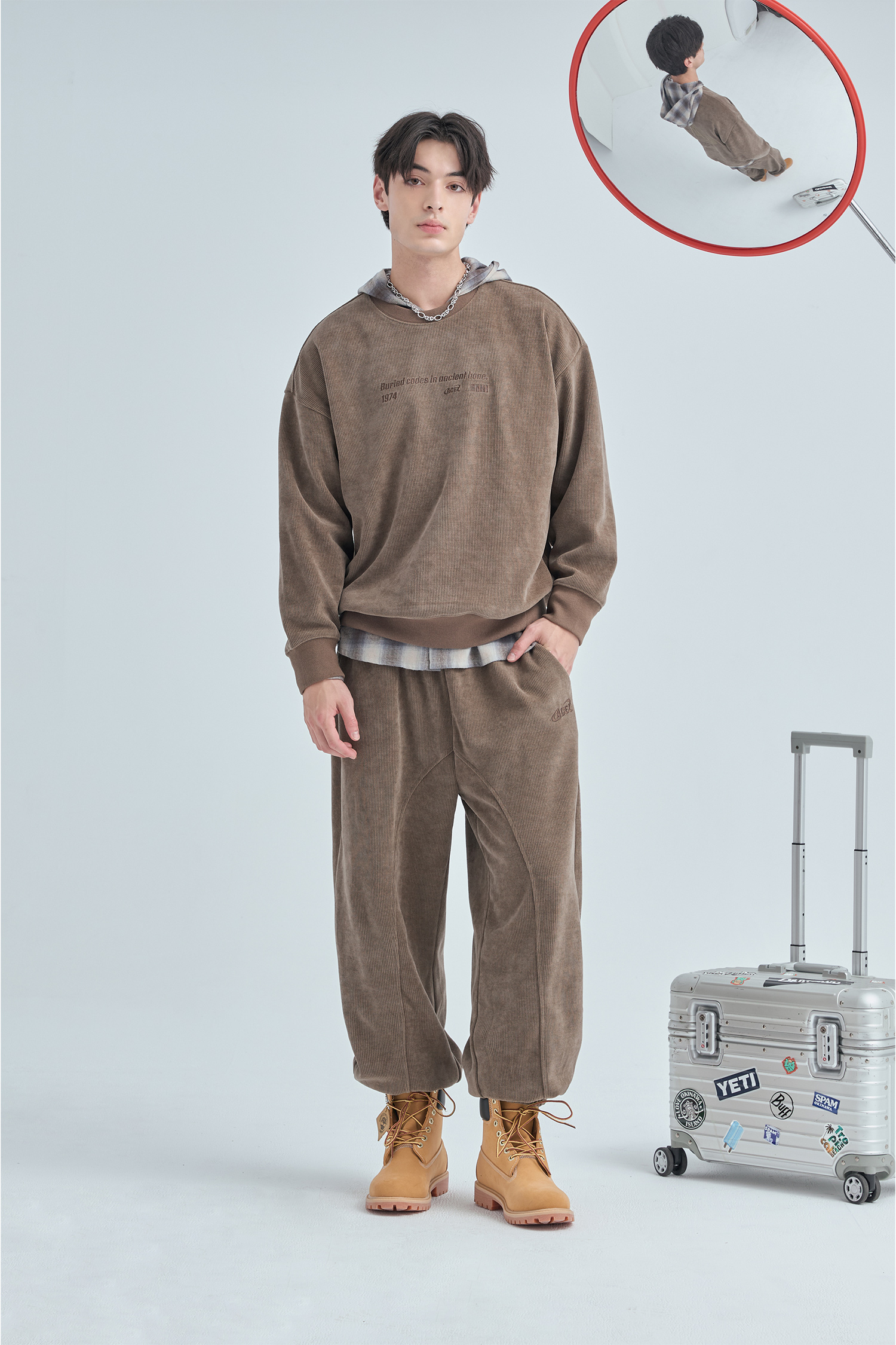 厚磅條絨 經典縮口長褲