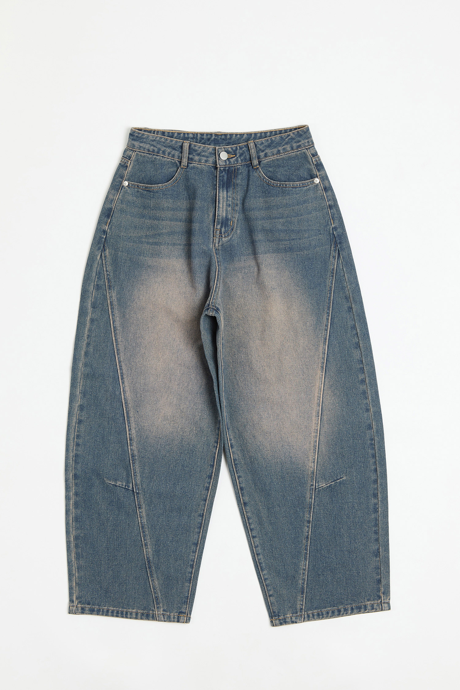 刷色牛仔彎刀褲(寬版)