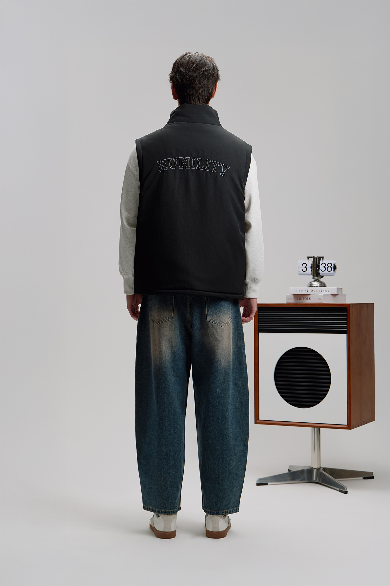 刷色牛仔彎刀褲(寬版)