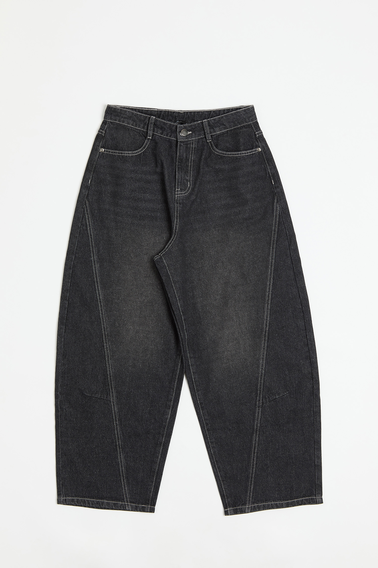 刷色牛仔彎刀褲(寬版)