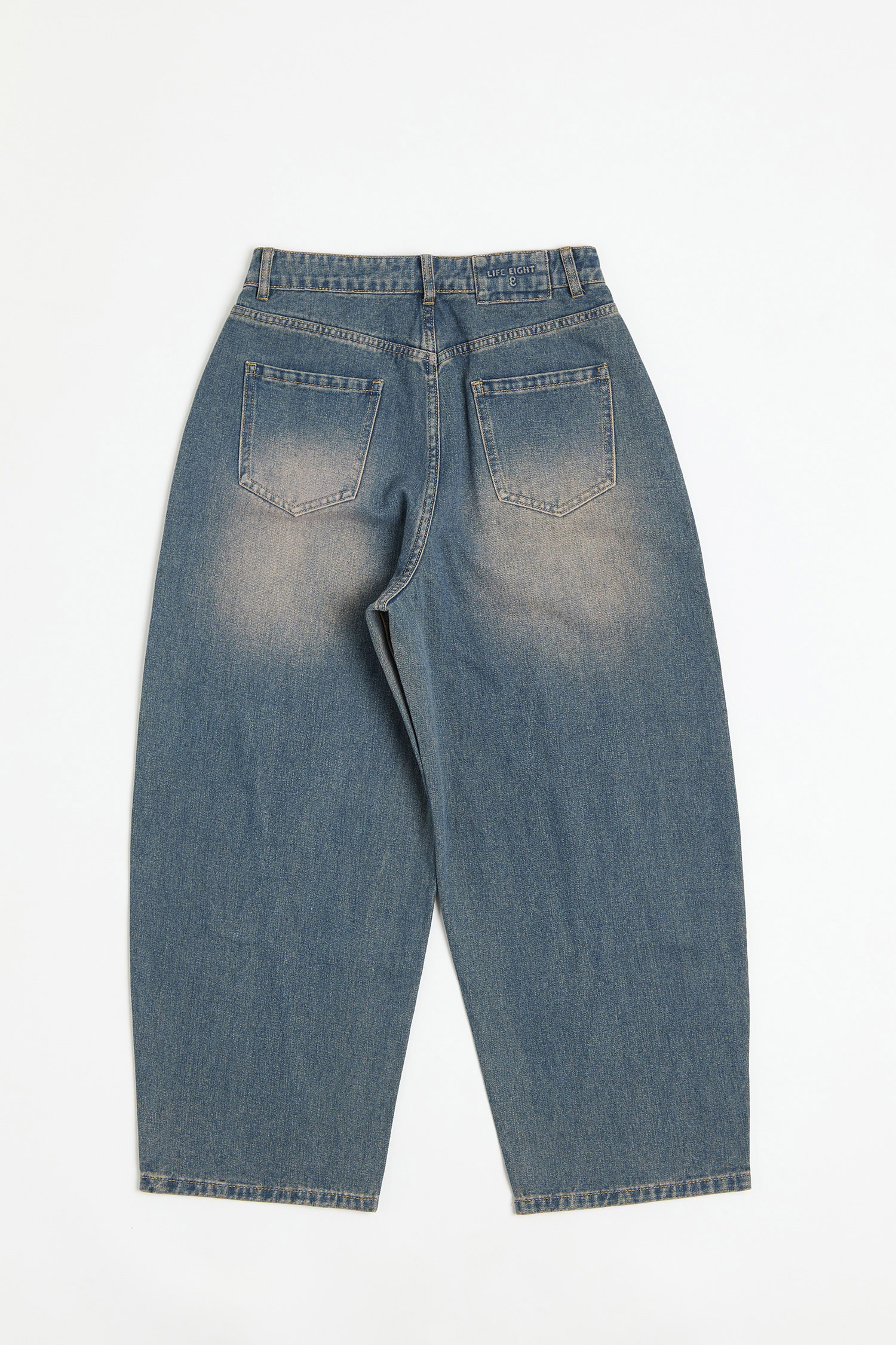 刷色牛仔彎刀褲(寬版)