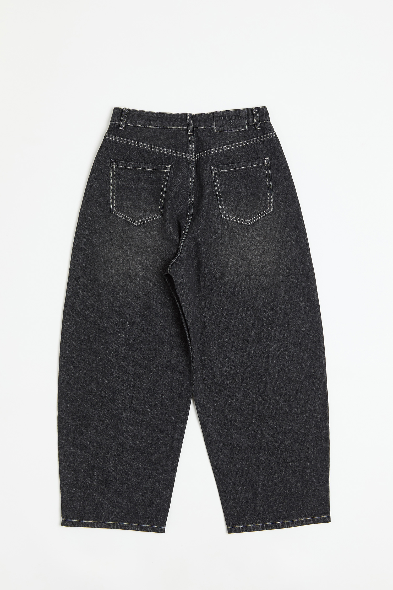 刷色牛仔彎刀褲(寬版)