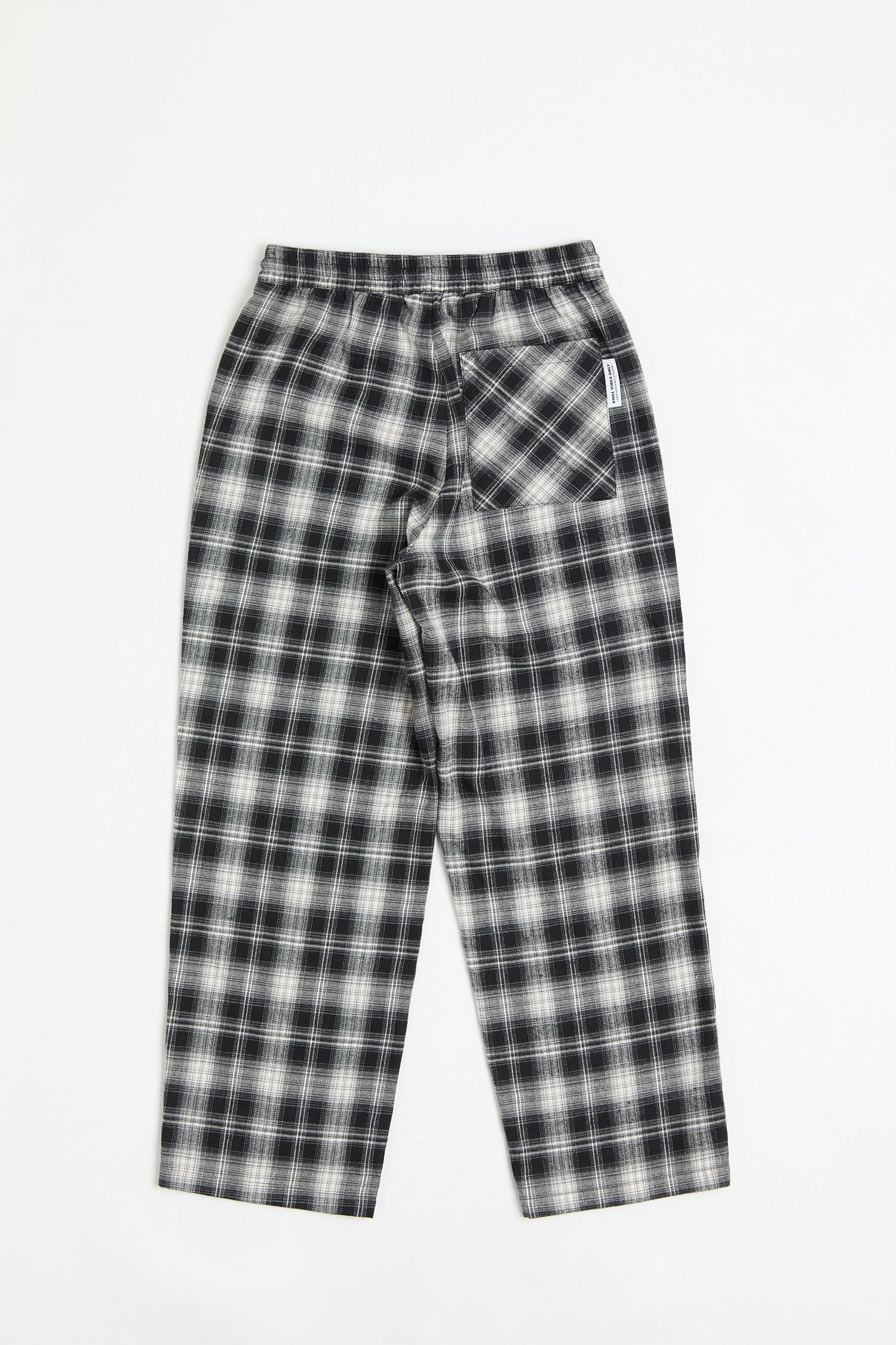 基礎直筒 磨毛格紋長褲