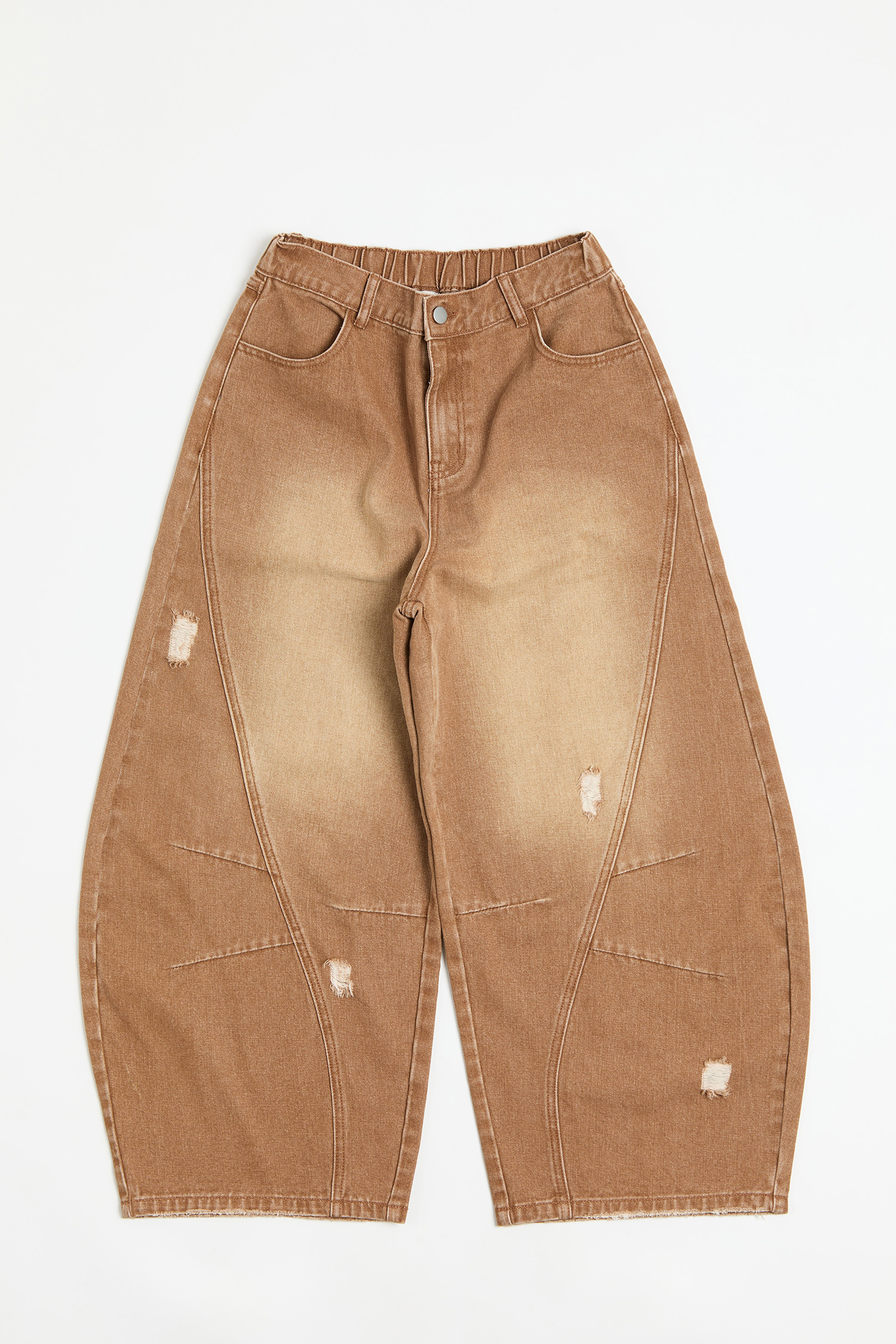 刷舊水洗 彎刀牛仔長褲(寬版)