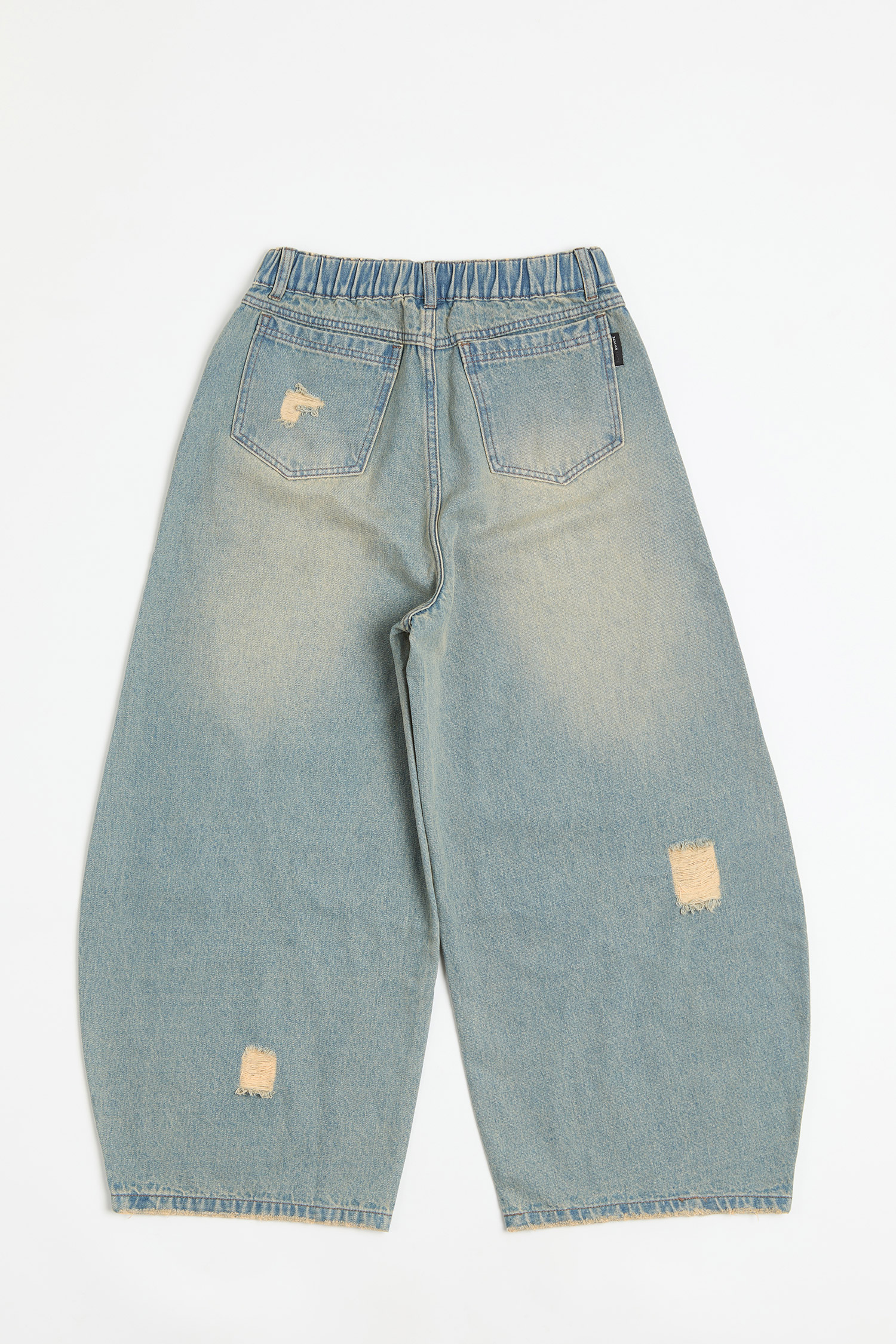 刷舊水洗 彎刀牛仔長褲(寬版)