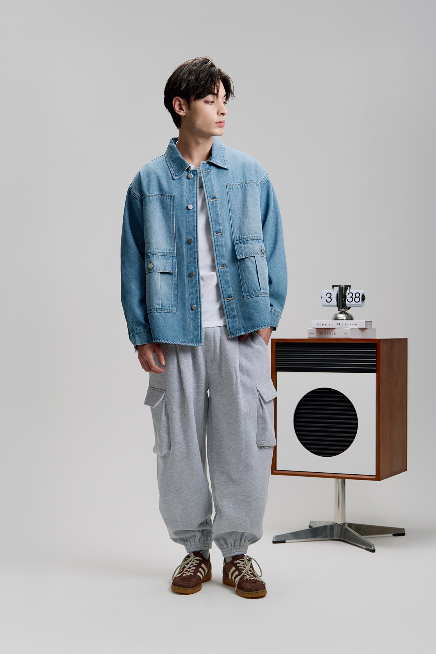 立體口袋 刷毛縮口長褲