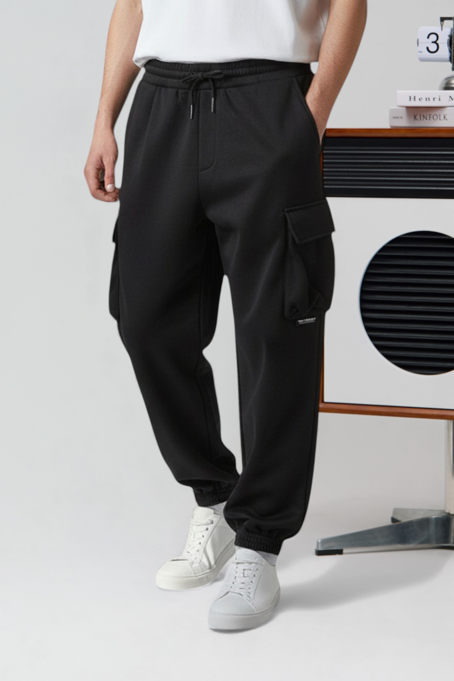 立體口袋 刷毛縮口長褲