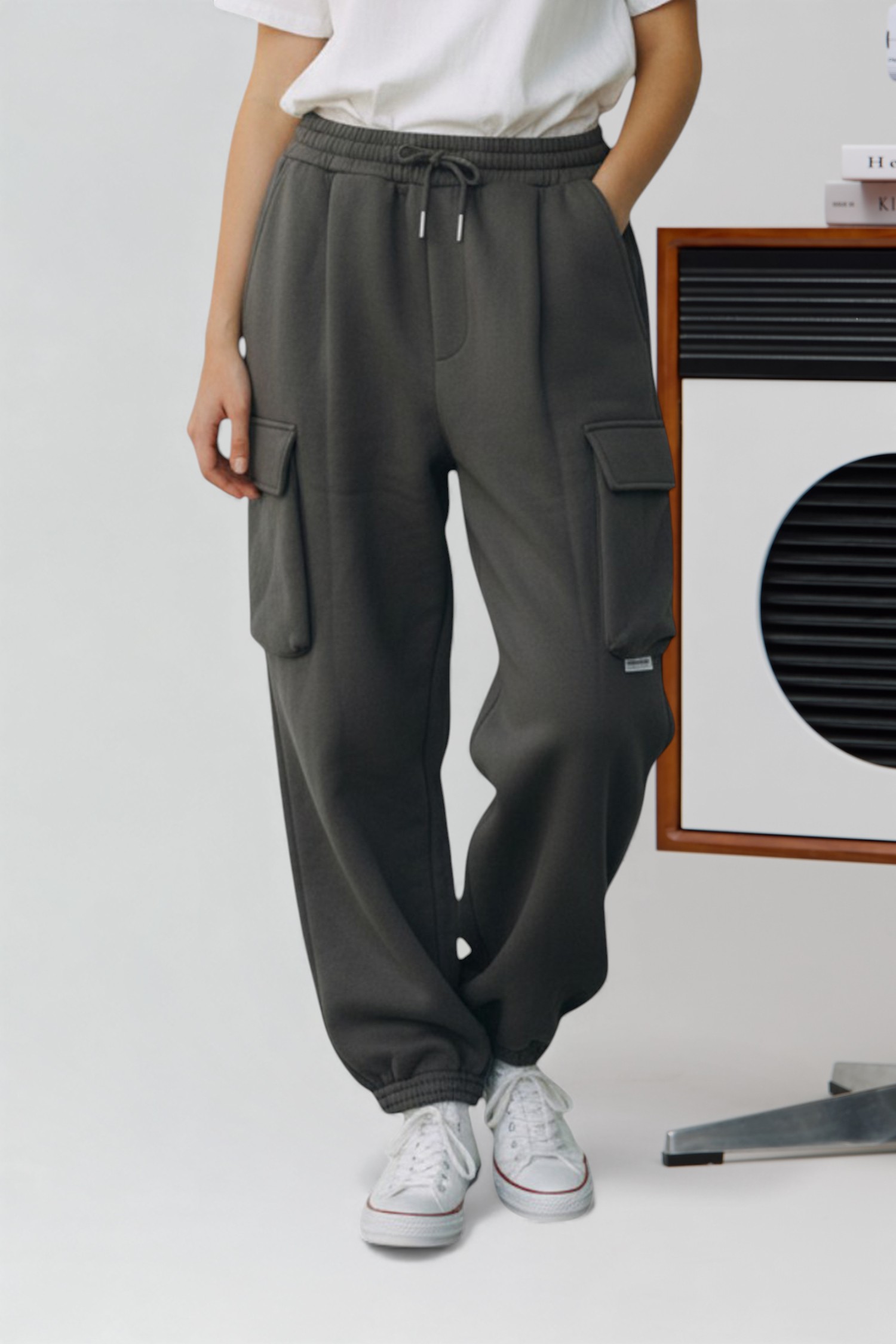 立體口袋 刷毛縮口長褲