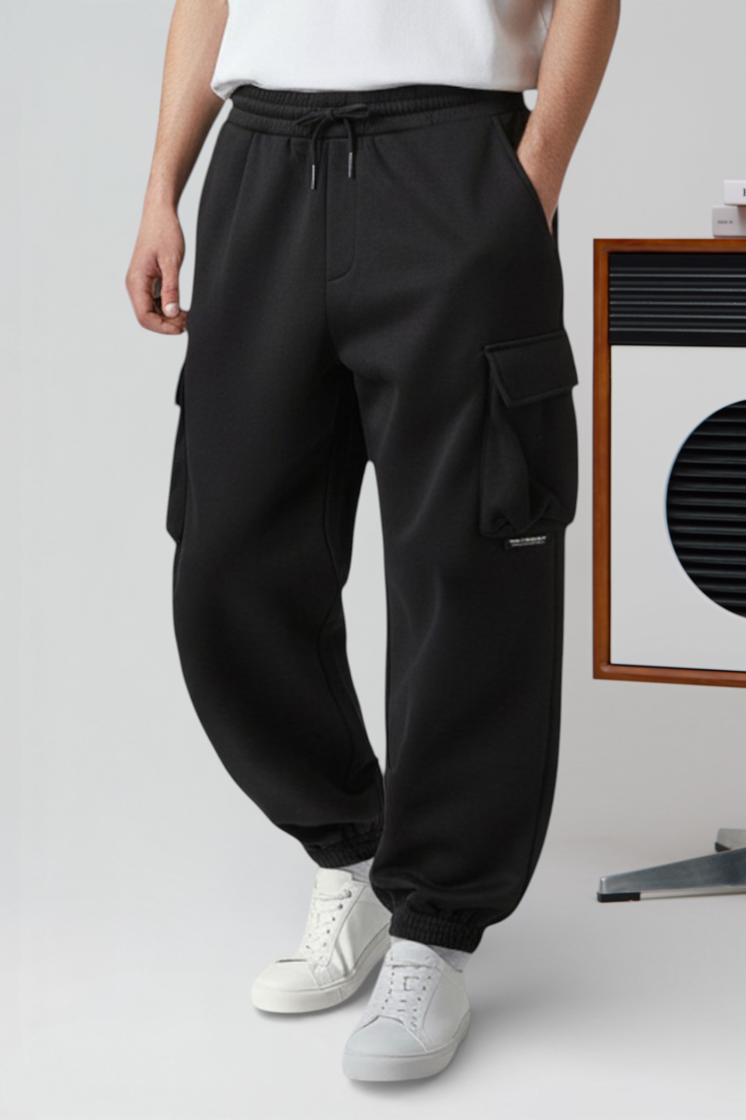 立體口袋 刷毛縮口長褲