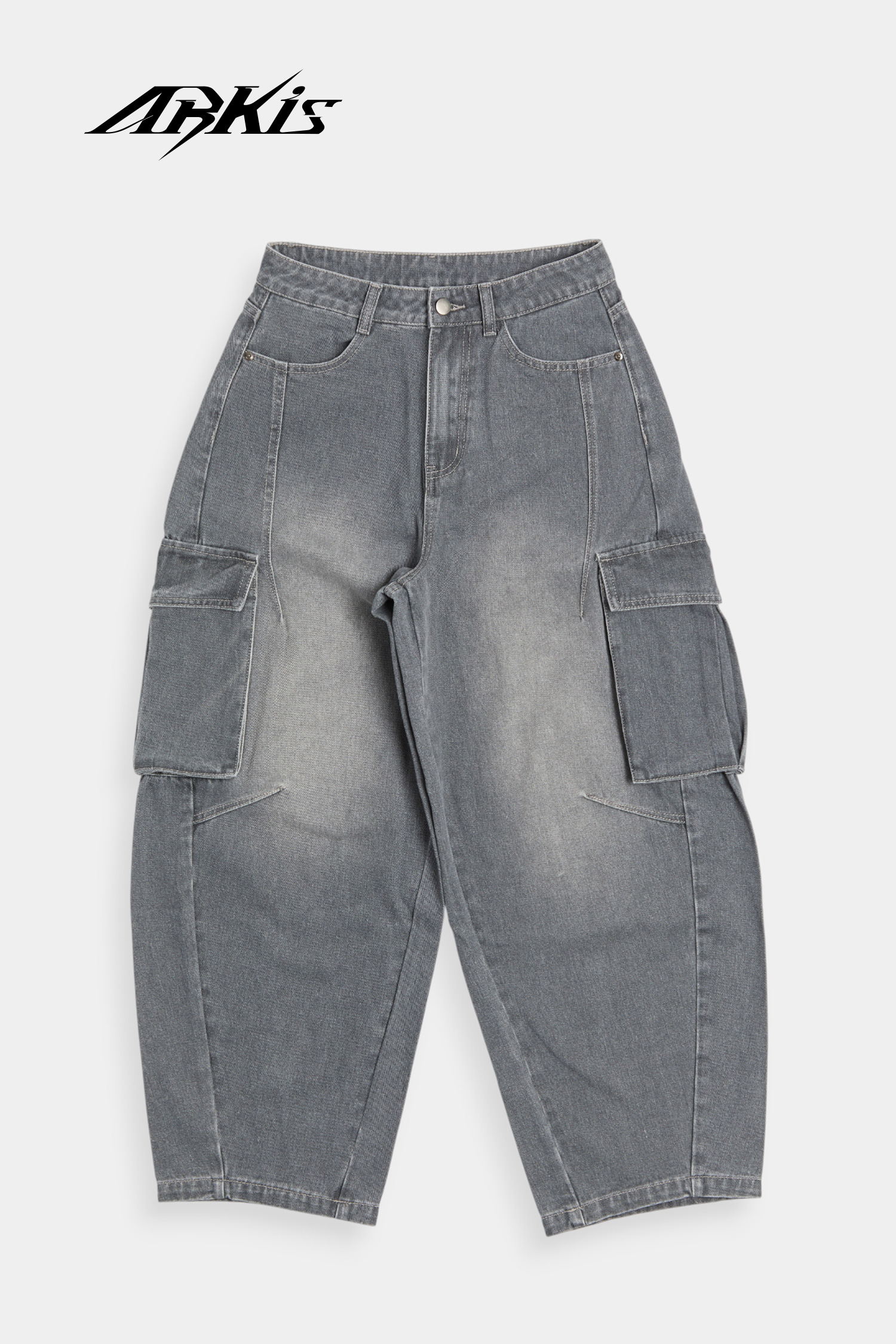ARKis 仿舊水洗錐型寬褲