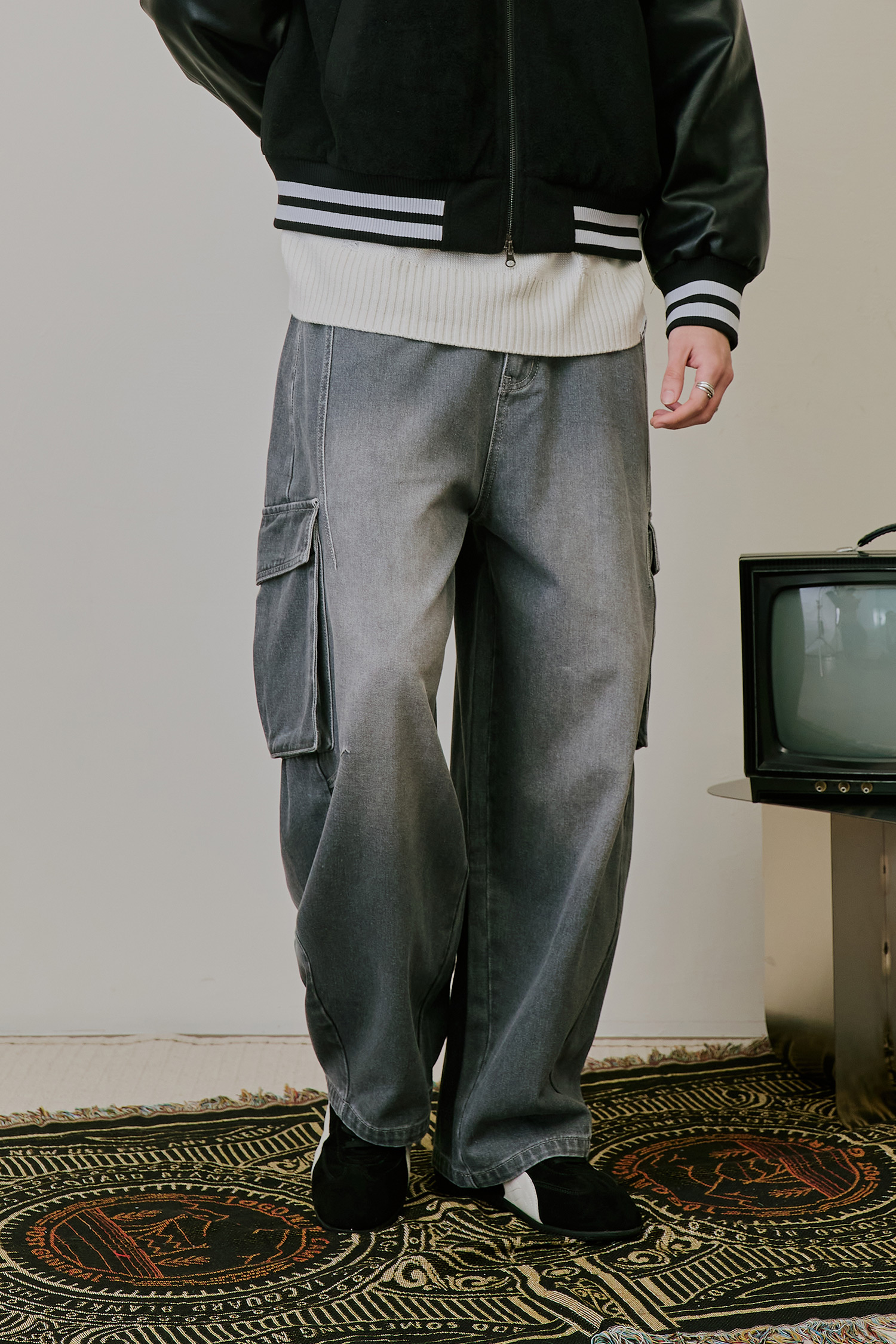 ARKis 仿舊水洗錐型寬褲