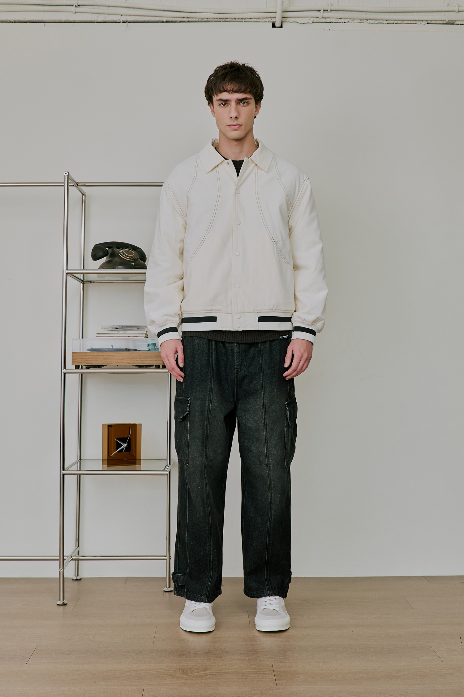 多袋刷色 牛仔直筒長褲