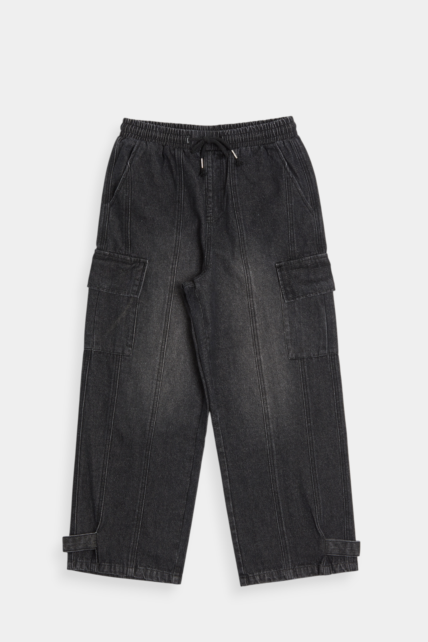 多袋刷色 牛仔直筒長褲