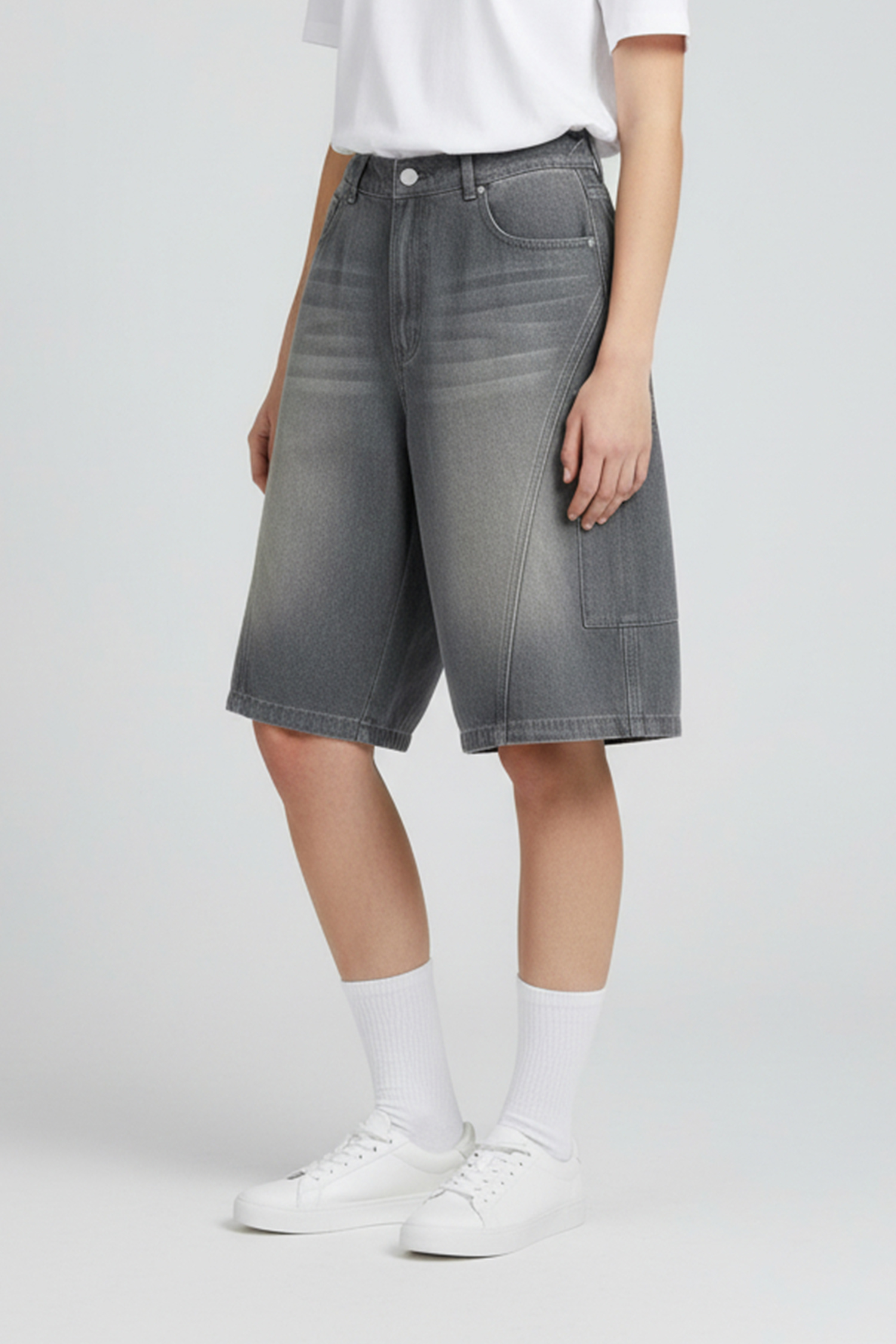 復古水洗 工裝貼袋短褲(寬版)