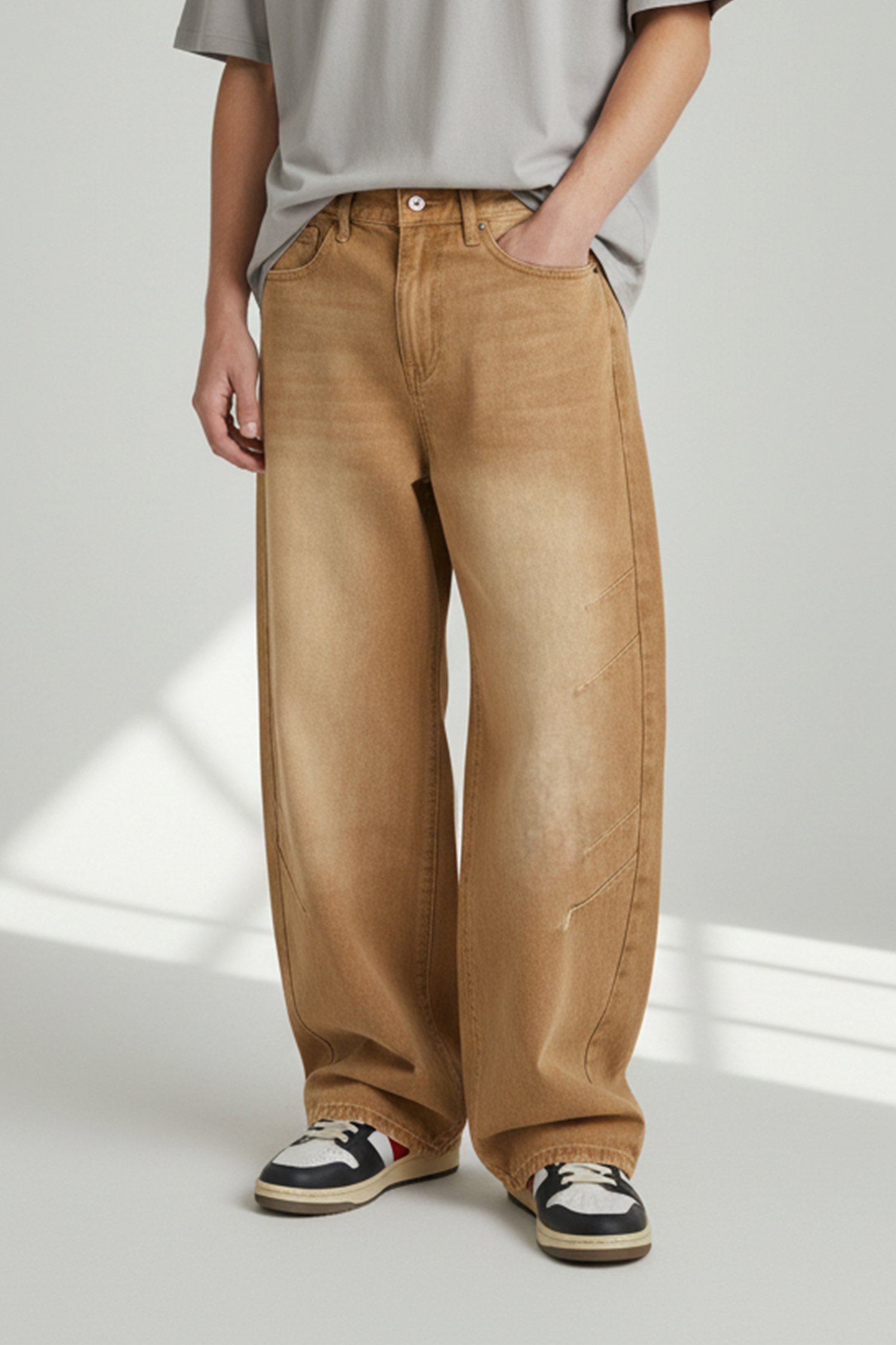 水洗貓鬚 Barrel Leg 錐形牛仔褲